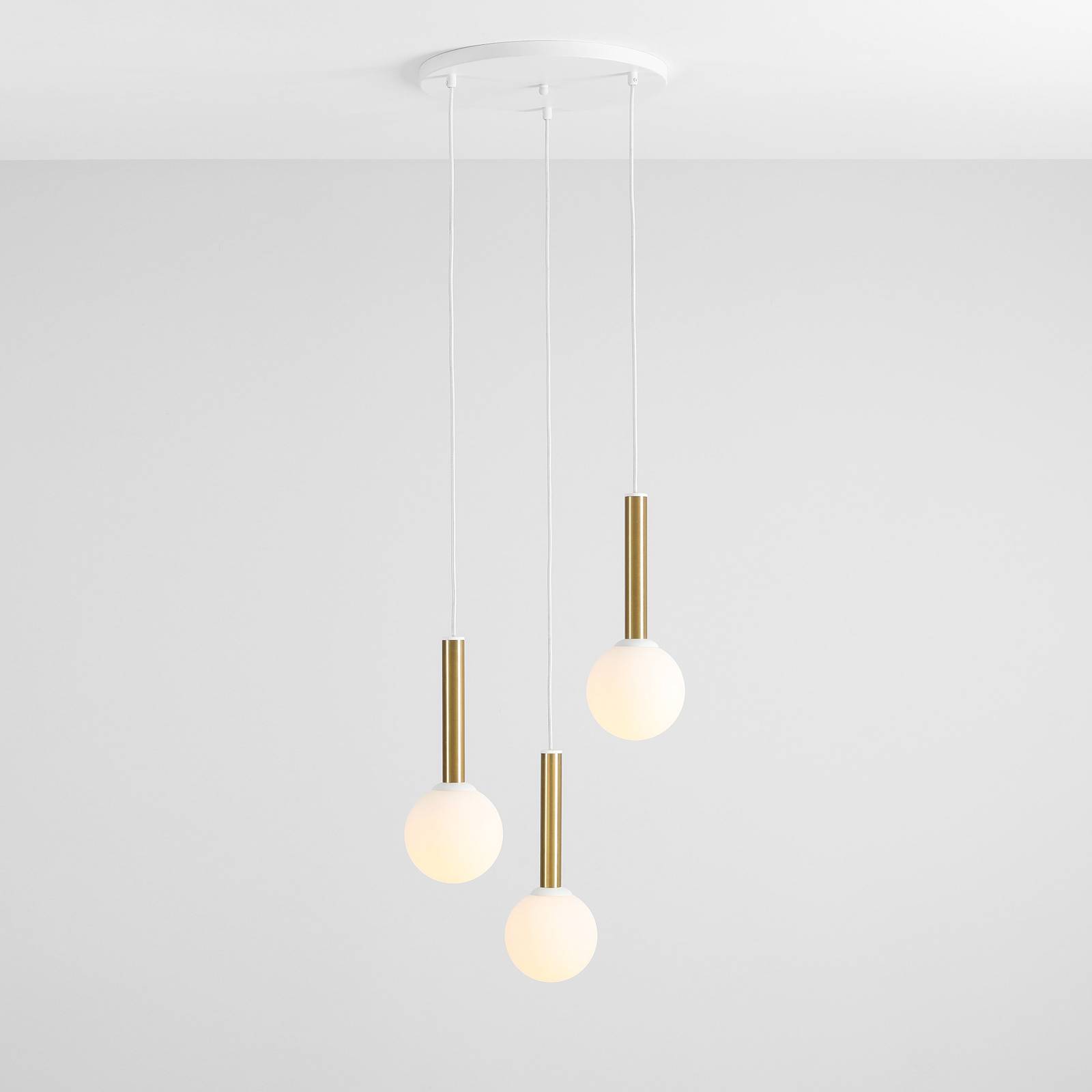 ALDEX Suspension 1098E à 3 lampes blanche/laiton