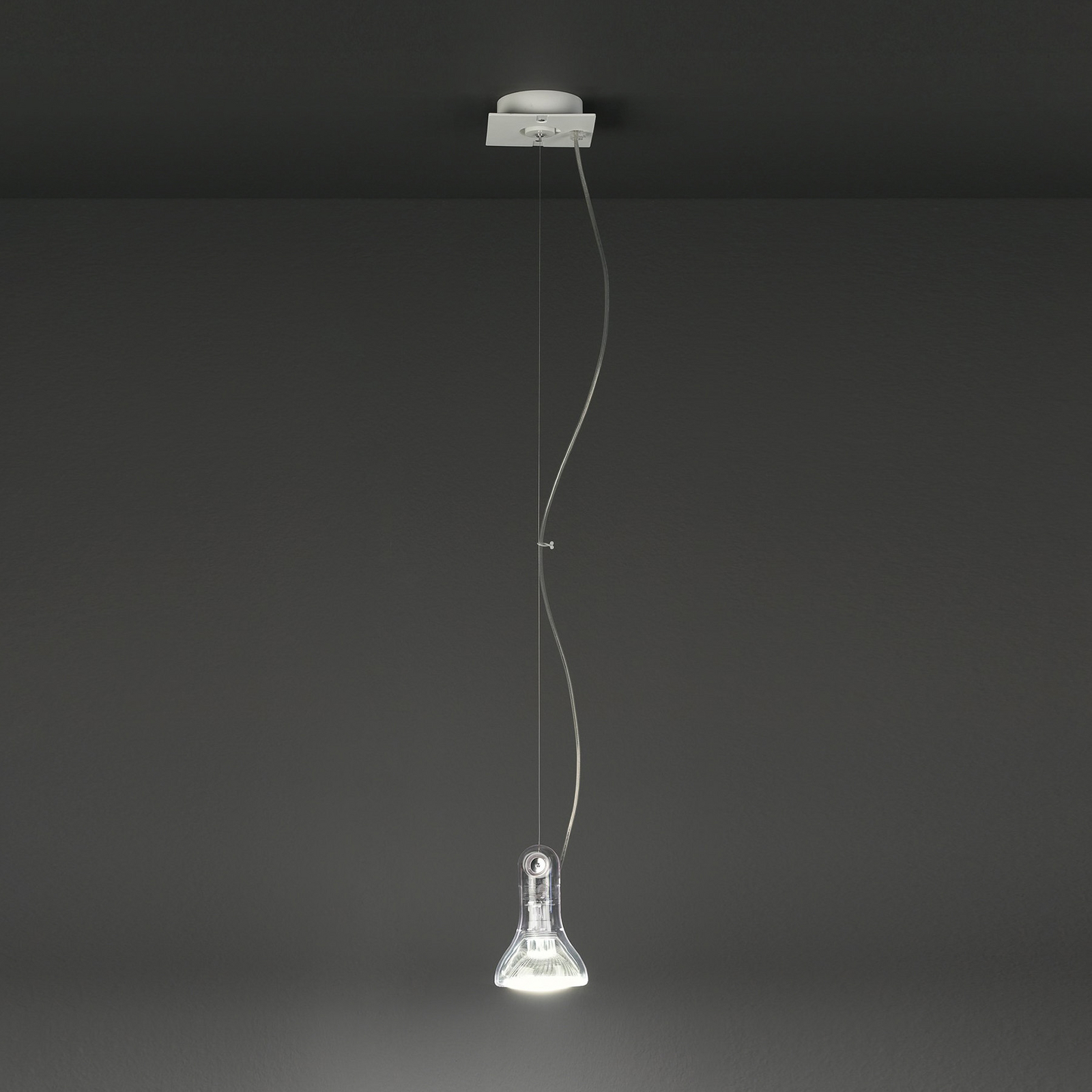 Candeeiro suspenso MARSET Atlas, 2700 K, Ø 11 cm, transparente