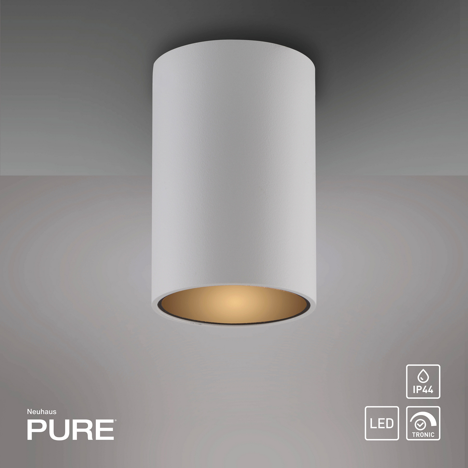 PURE LED лампа за баня Point, бяла, Ø 6 cm, метал, IP44