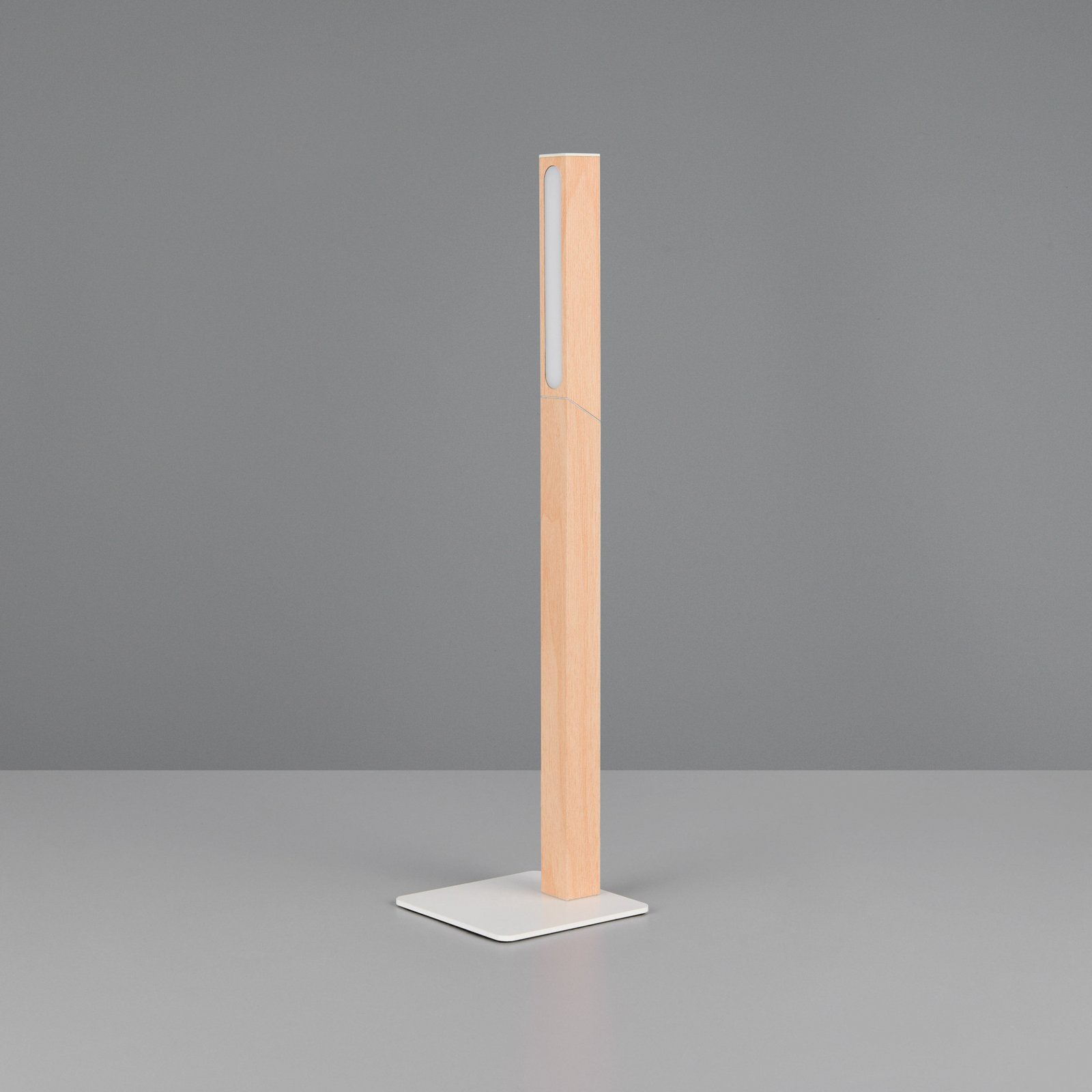 LED rechargeable table lamp Skip, MDF, wood-coloured, height 37.5 cm