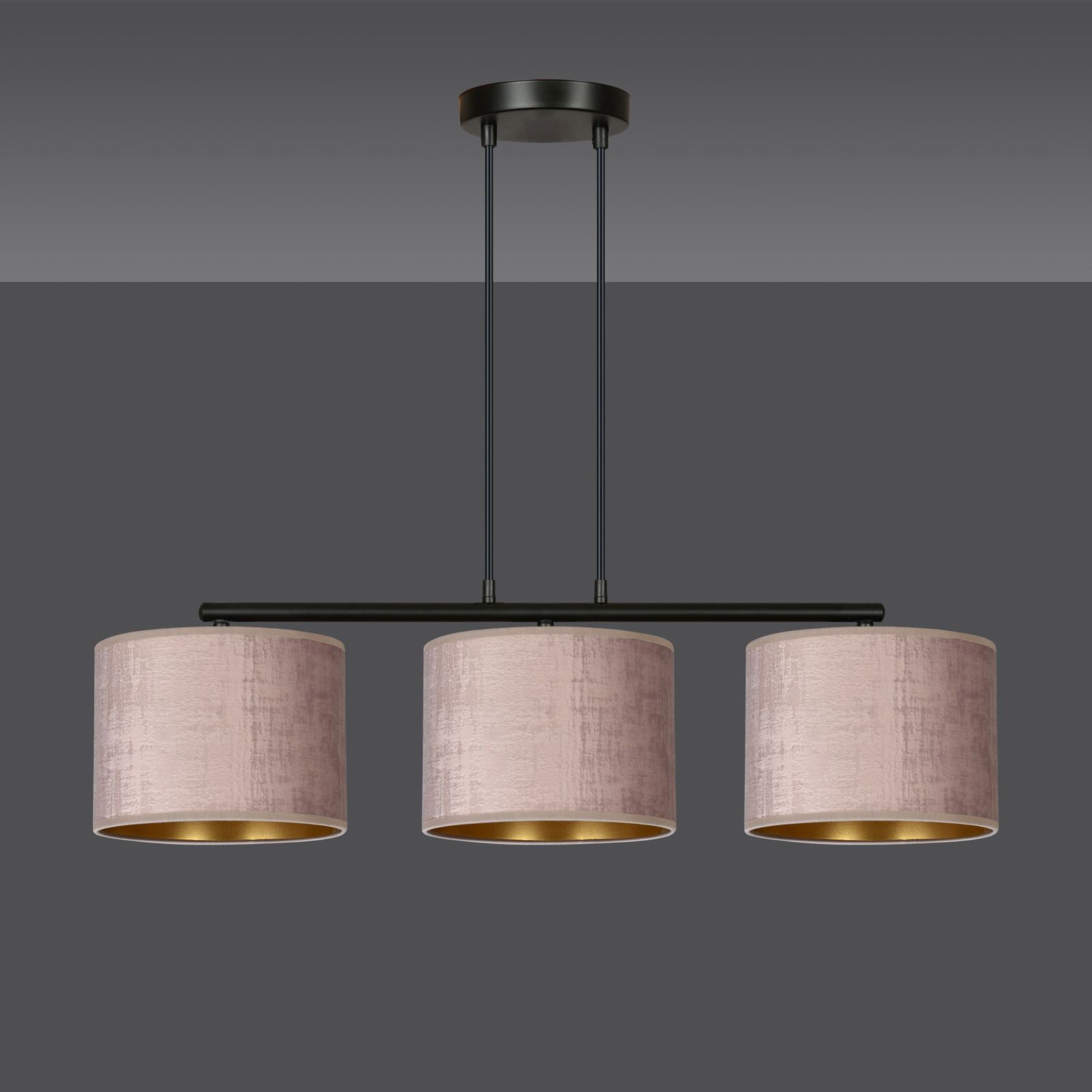 Lámpara colgante Jari 3 luces alargado rosado-oro