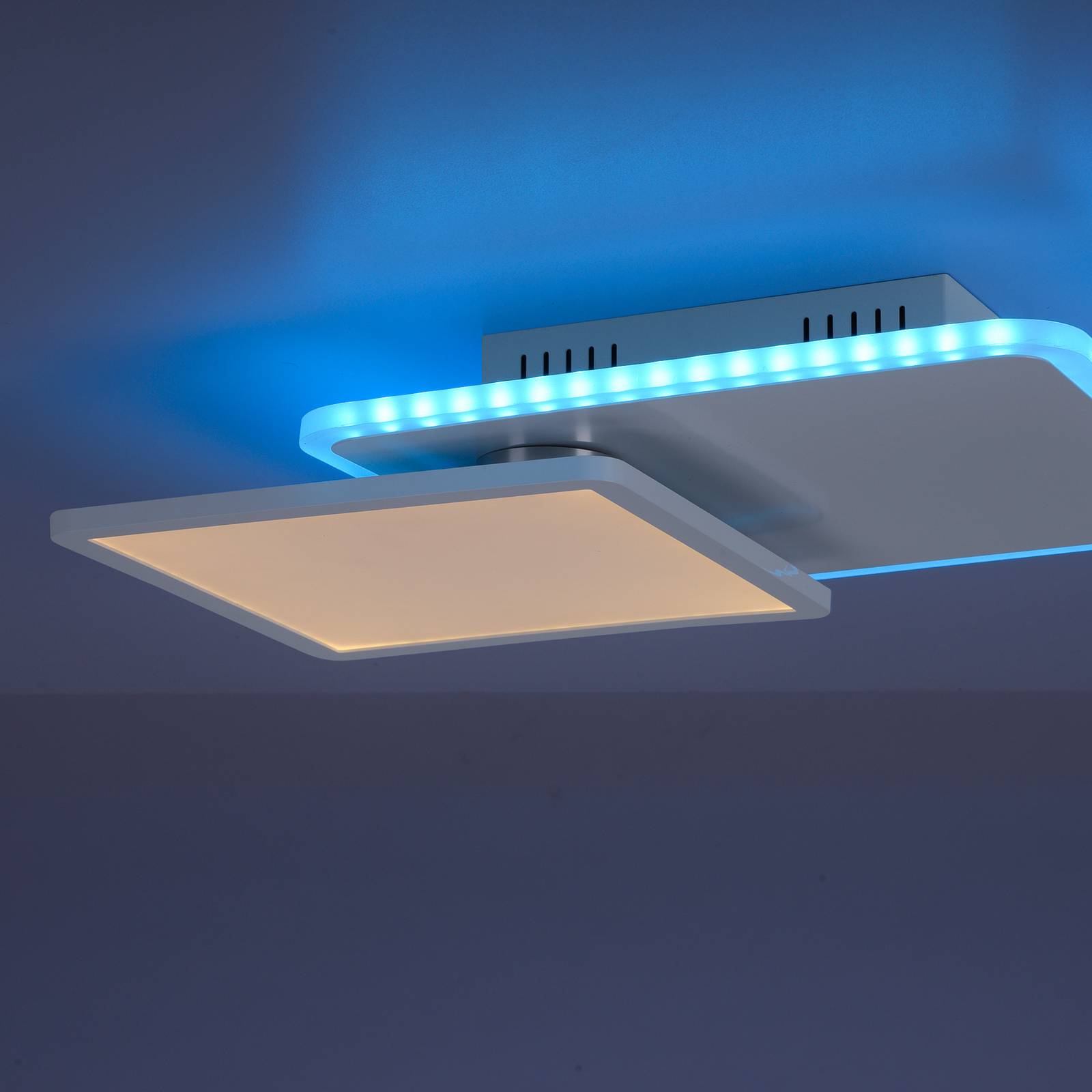 Leuchten Direkt LED-taklampa Arenda kantig RGB/CCT svängbar