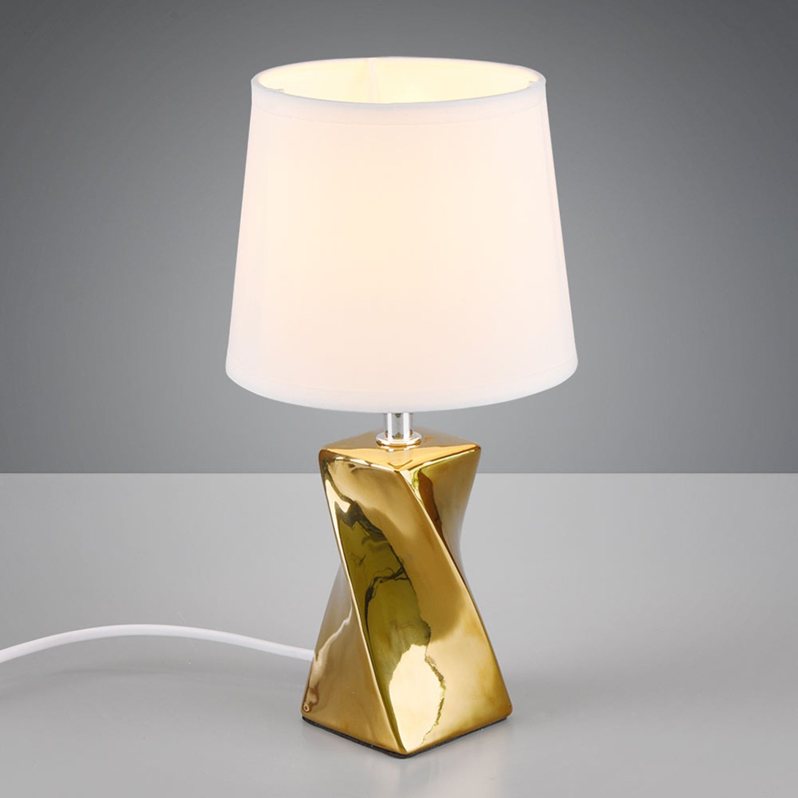 Abeba table lamp made of ceramic and white textile