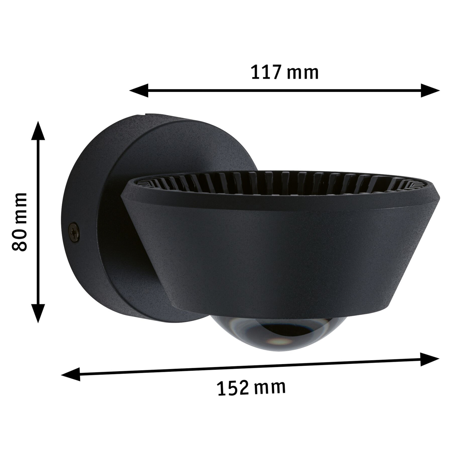 Sabik LED Aplique de Pared IP44 Dim. Negro - Paulmann