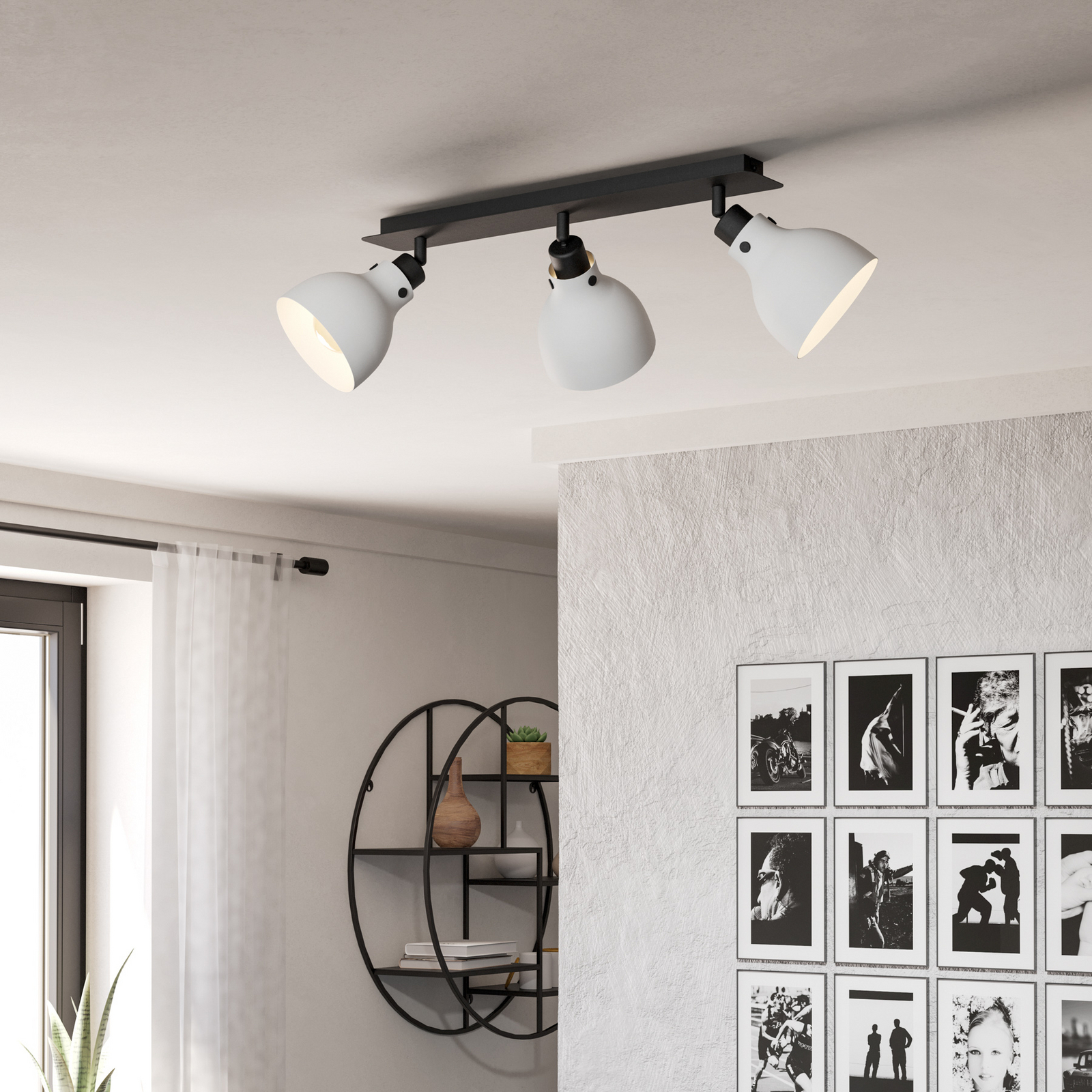 Deckenstrahler Matlock, Länge 74 cm, grau/schwarz, 3-flg.