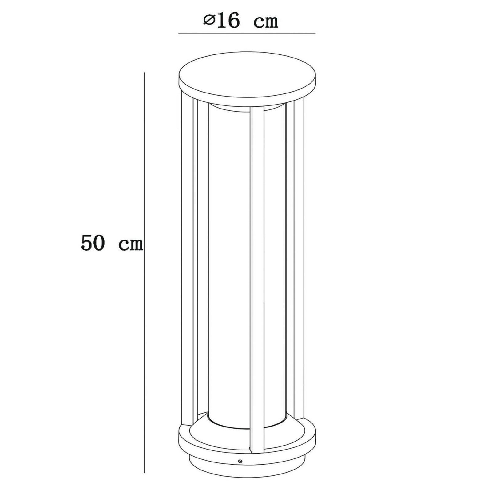 Cadix die-cast aluminium pillar light 50 cm