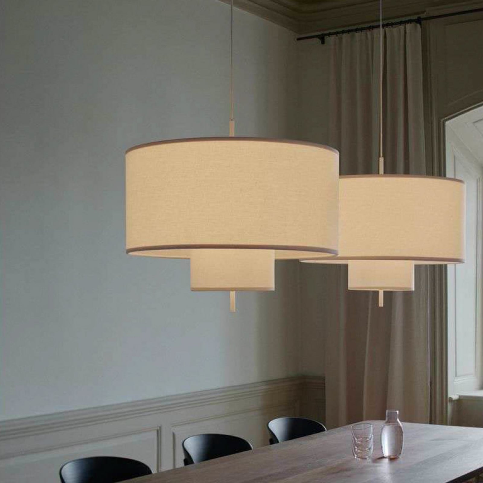 NEW WORKS Lampă suspendată Margin Ø 70 cm alb E27 - Camera de zi / sufragerie - Scandinavă - Țesătură / Textil