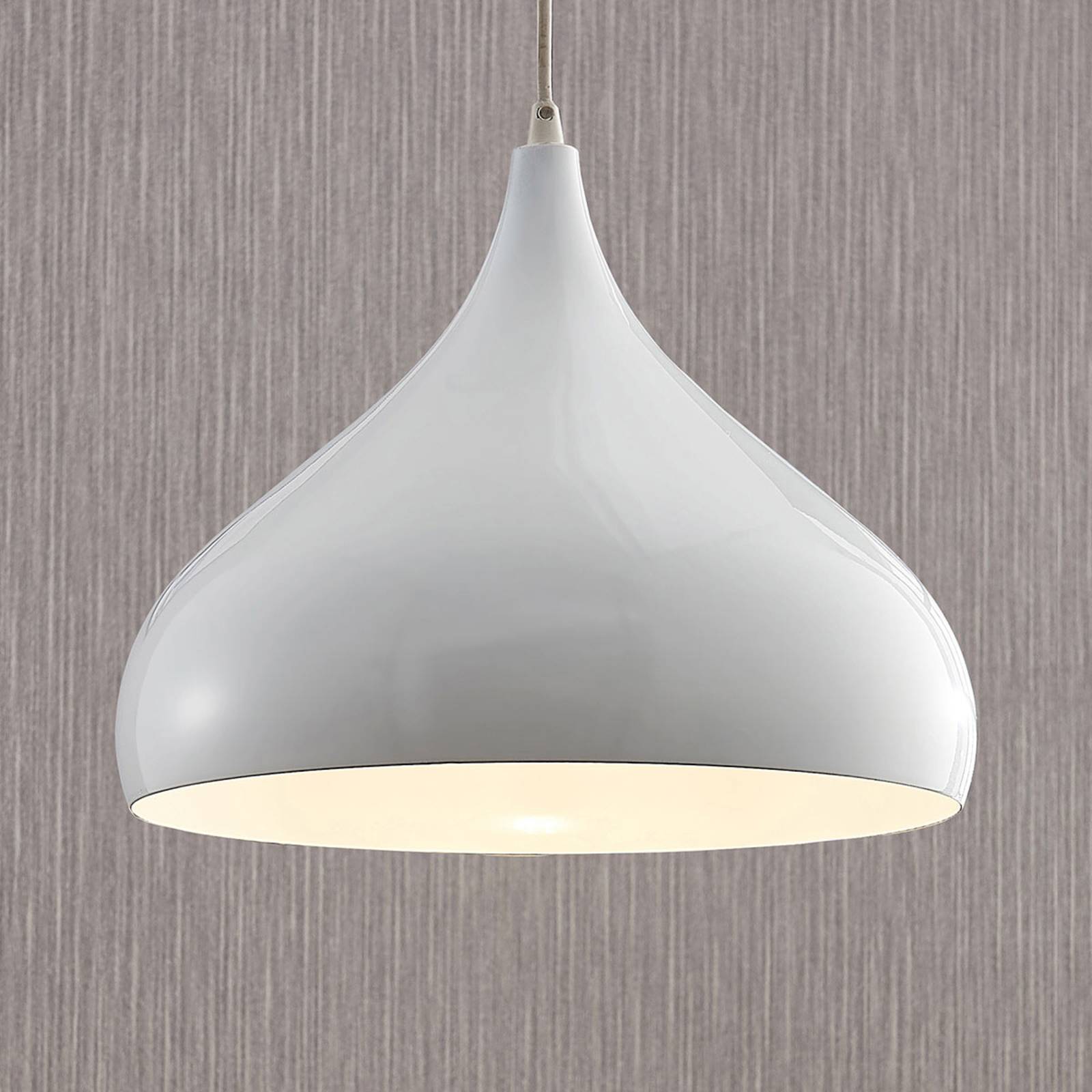 Lampa wisząca Lindby Ritana, biały, metal, Ø 31 cm, E27