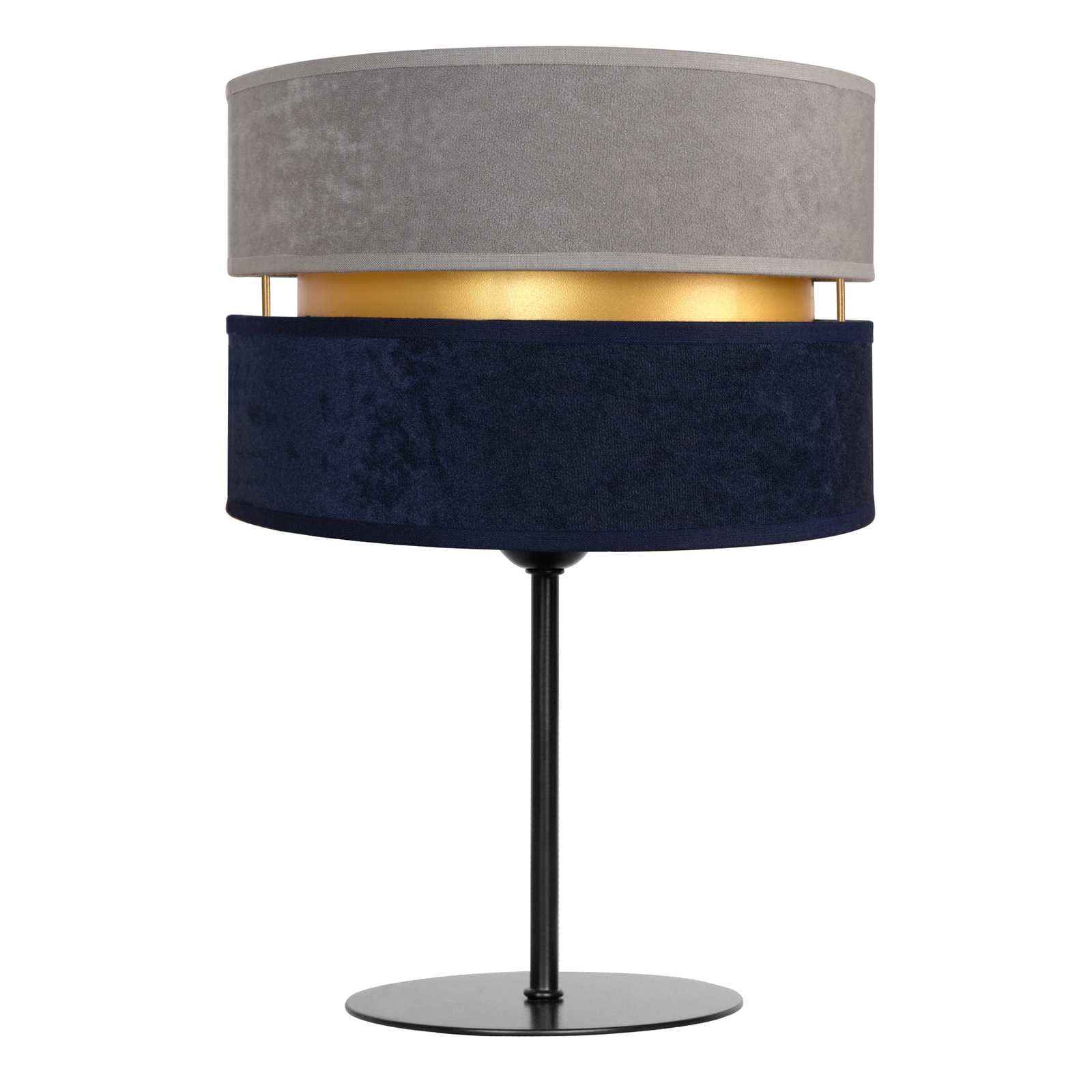 Lámpara de mesa Duo azul marino/gris/oro alto 30cm