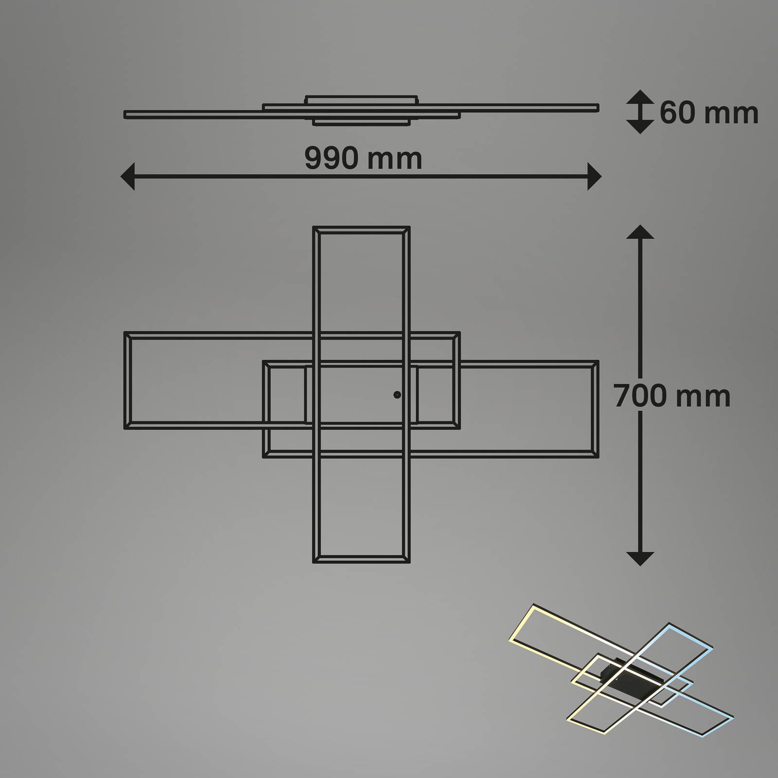 Lampa sufitowa LED Roami, 104x71cm, czarna, CCT, pilot