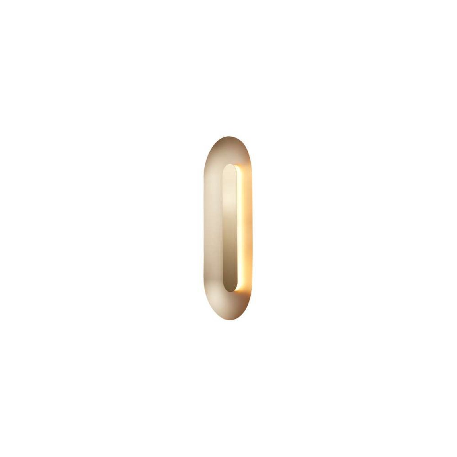 Nuura LED-vegglampe Sasi, høyde 65 cm, messingfarget, metall