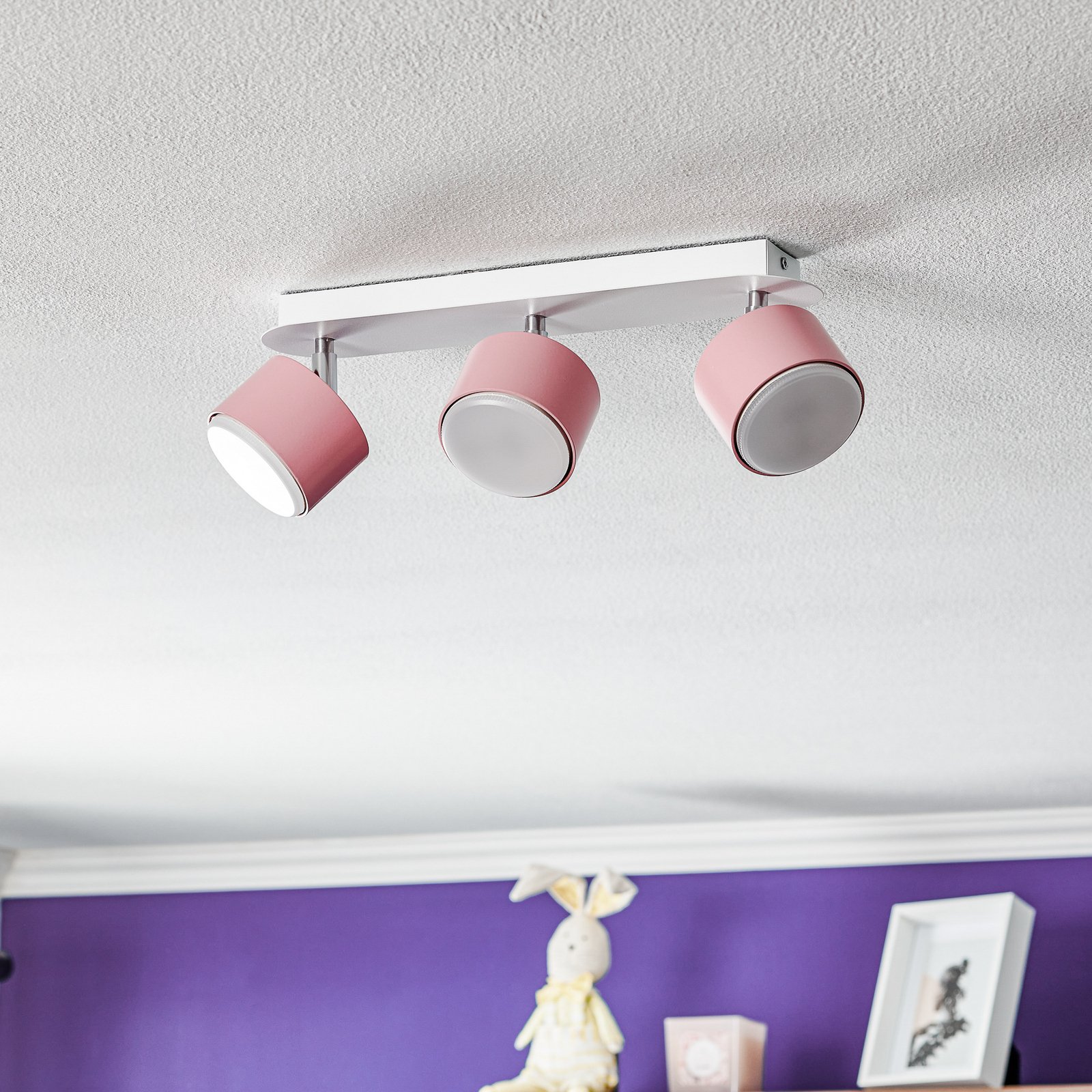Ceiling spotlight Cloudy 3-bulb pink