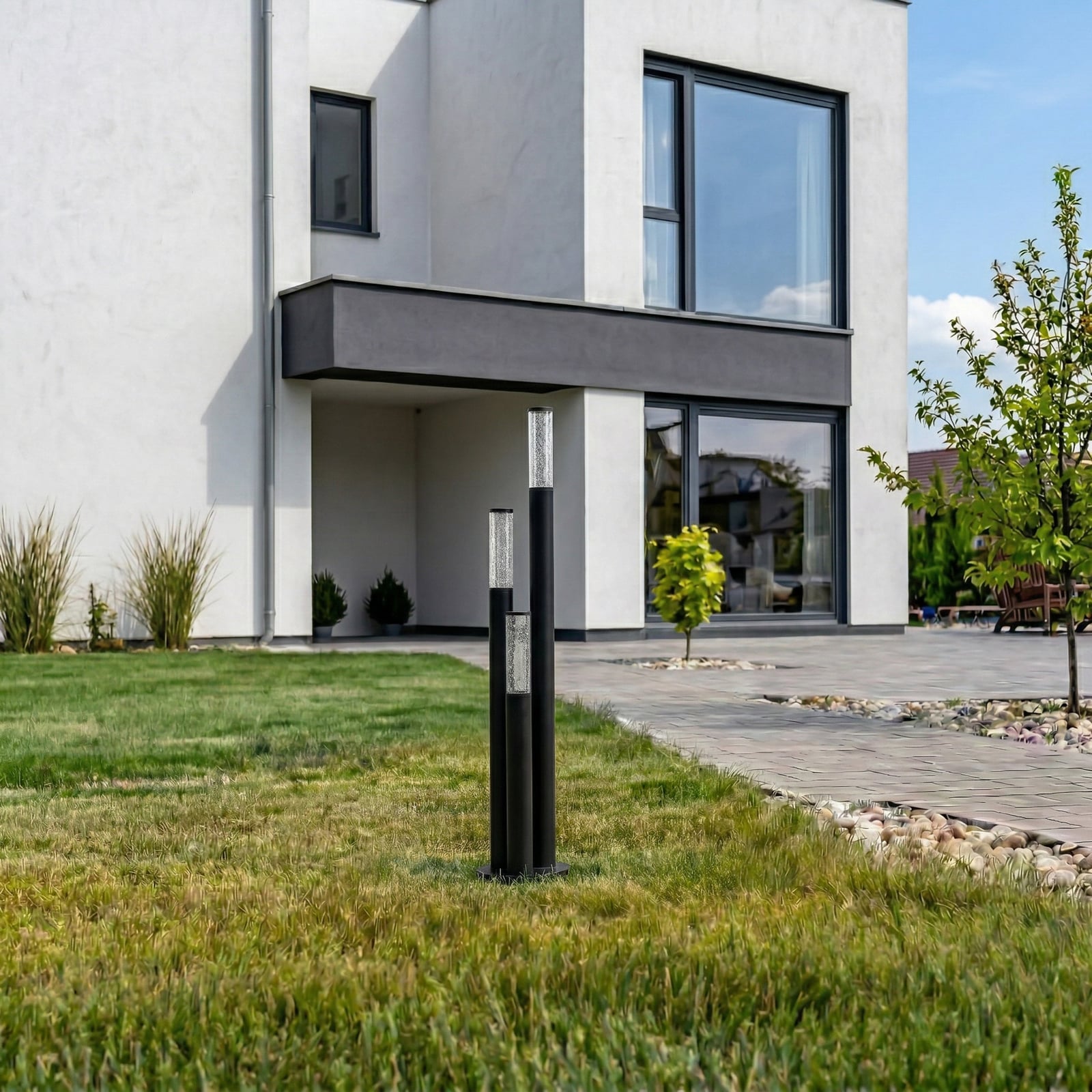 Bornes lumineuses Gavros Lindby, aluminium moulé sous pression, à 3 lampes