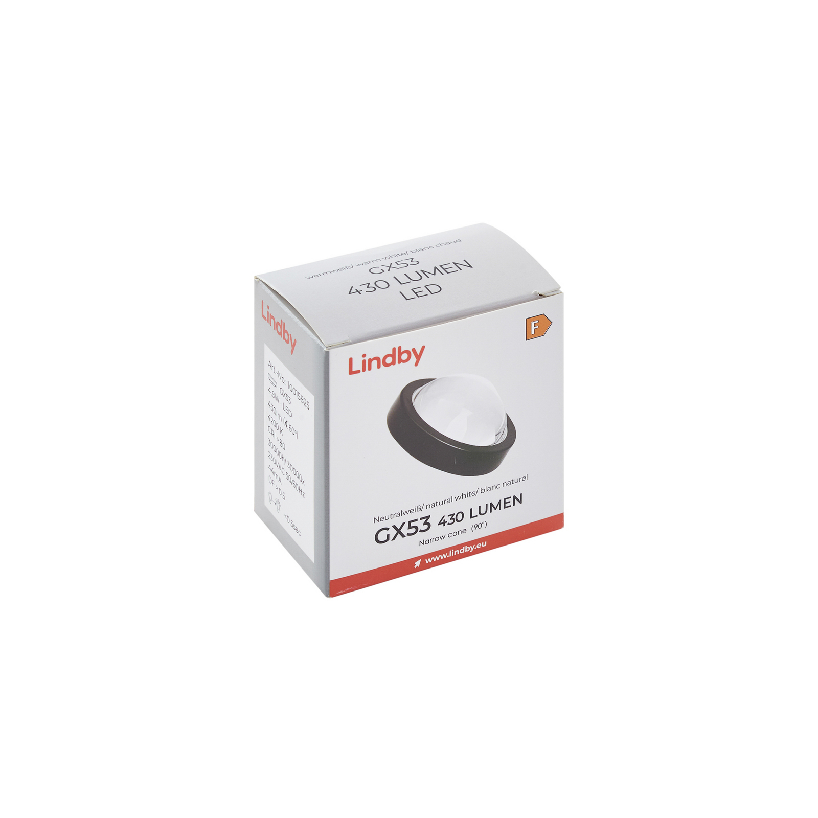 bombilla LED Lindby, GX53 4,8 W, 4200 K, negra, Ø 7,5 cm