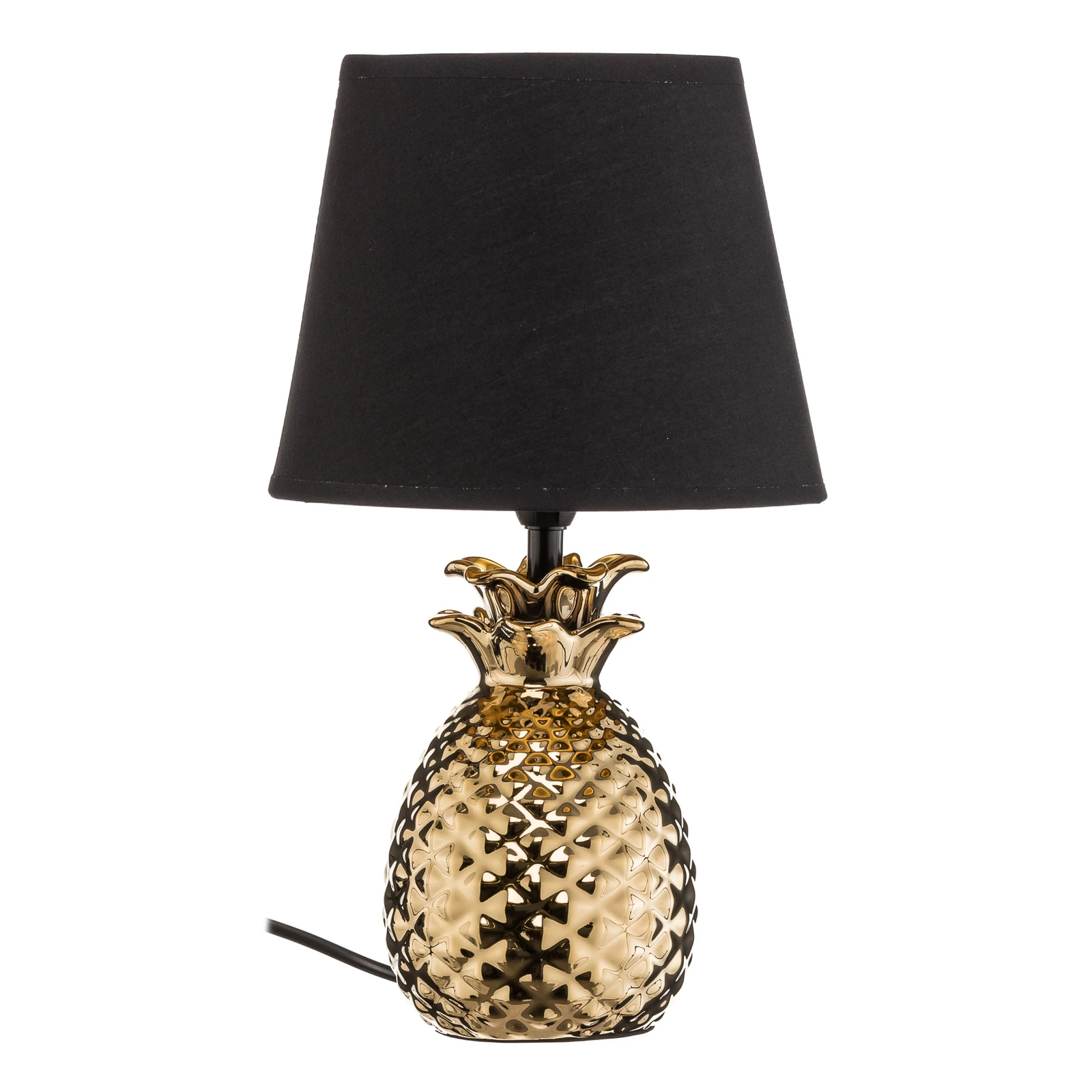Elegante keramische tafellamp Pineapple goud-zwart
