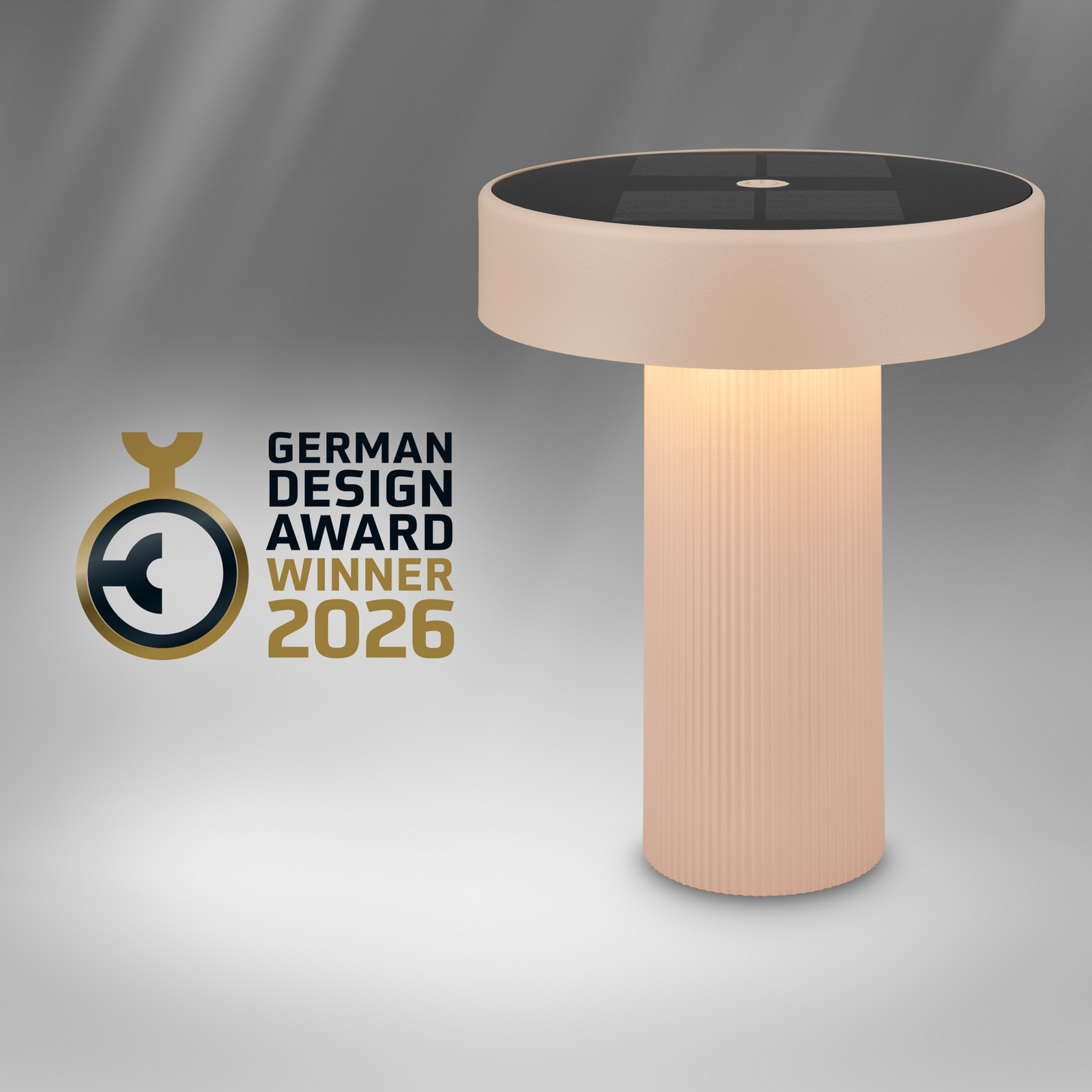 LED-Akku-Solar-Tischleuchte Poga, beige, Kunststoff, IP44