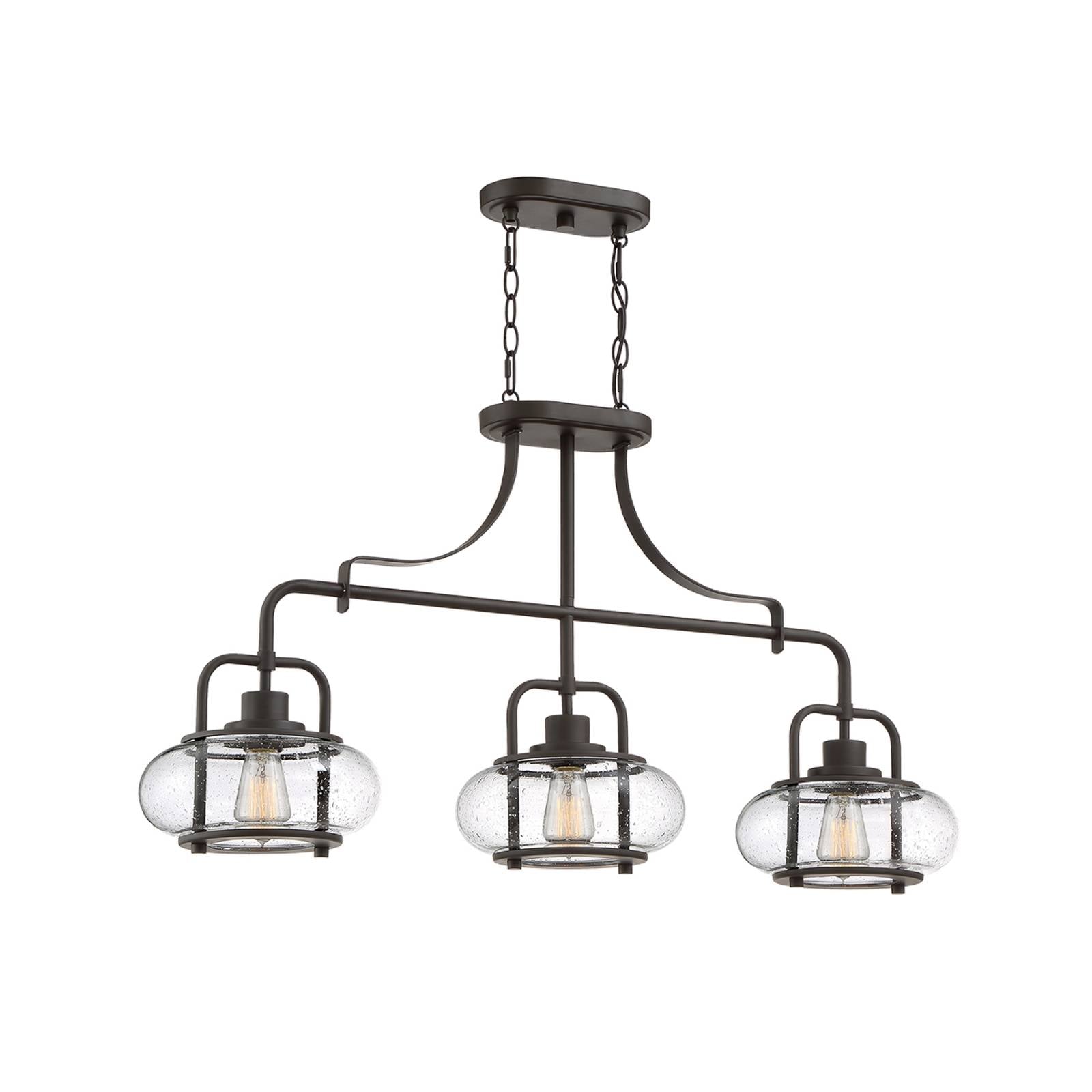 Qz-trilogy-isle-oz Hängeleuchte Trilogy E27 40W Stahl Glas Altbronze L254cm B965cm Ø965cm dimmbar höhenverstellbar - Quoizel