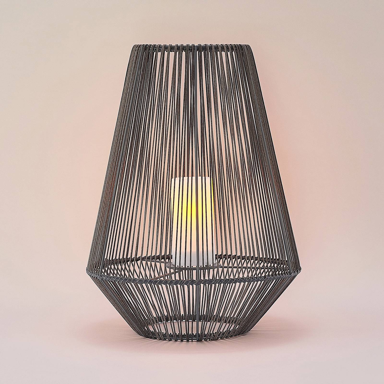 Lindby Kaati latarnia solarna LED, rattan, 37 cm