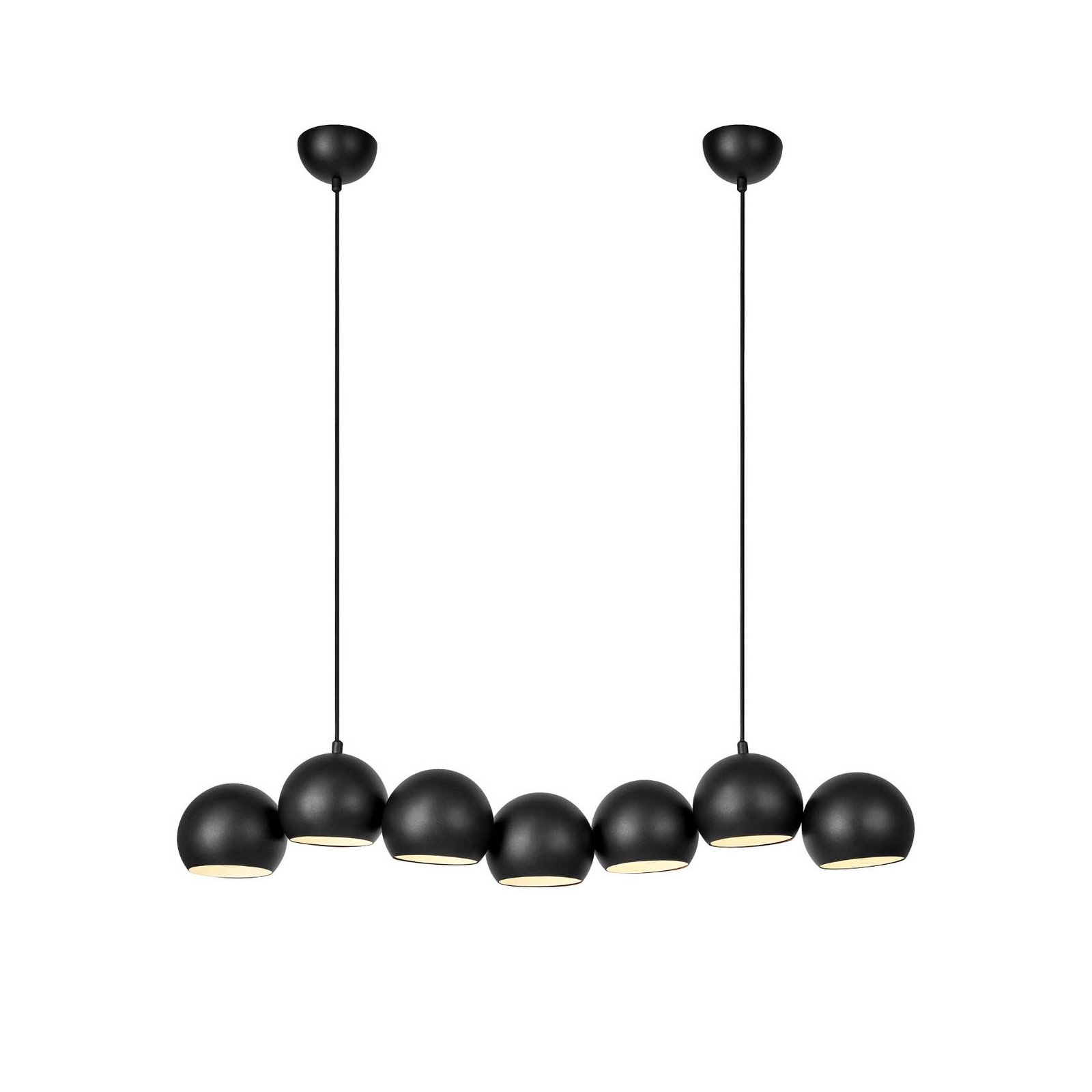 Candeeiro suspenso Cupolo, preto, ferro, comprimento 101 cm, 7 lâmpadas