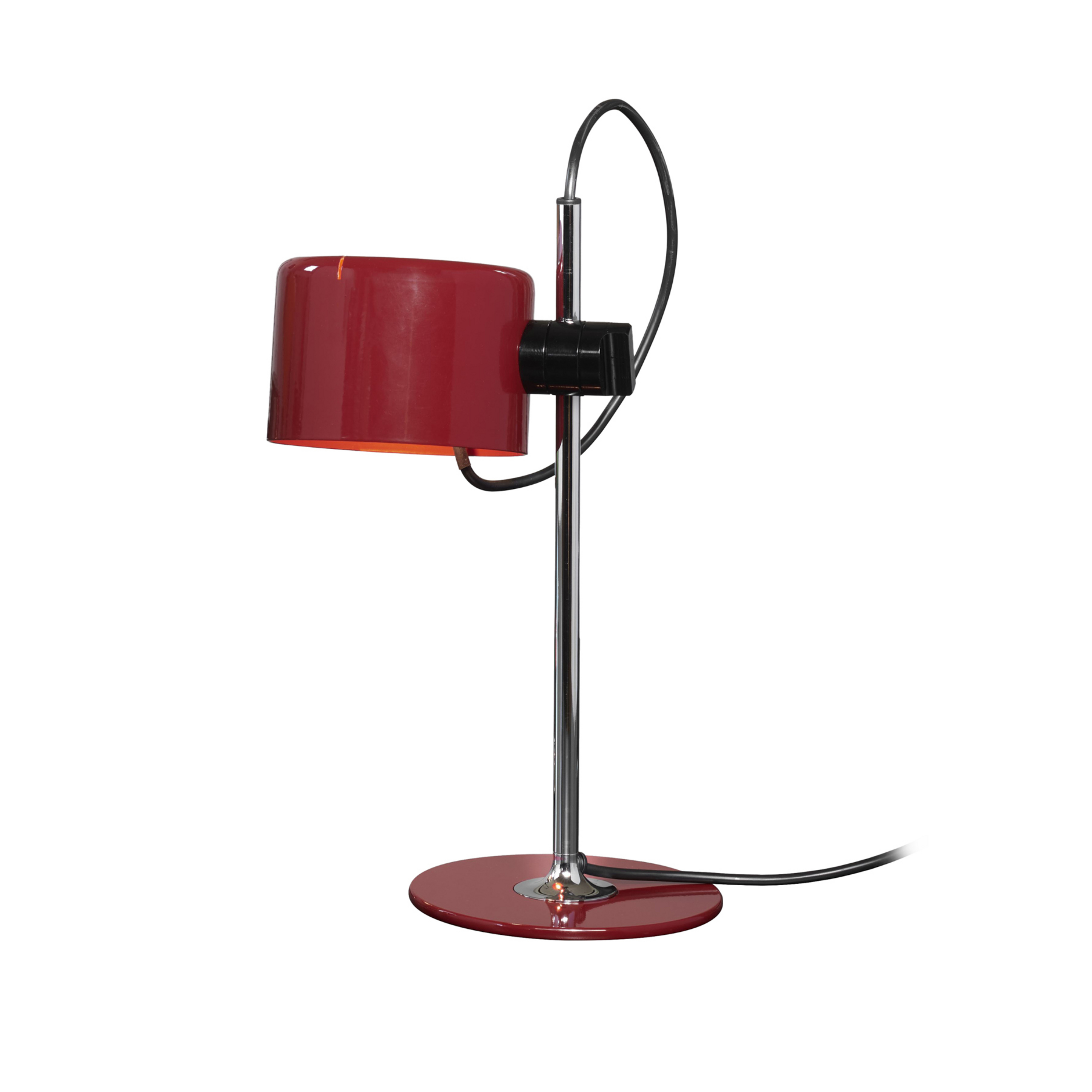 Oluce lampada da tavolo Coupé, rosso/chom, metallo, altezza 45 cm, E27