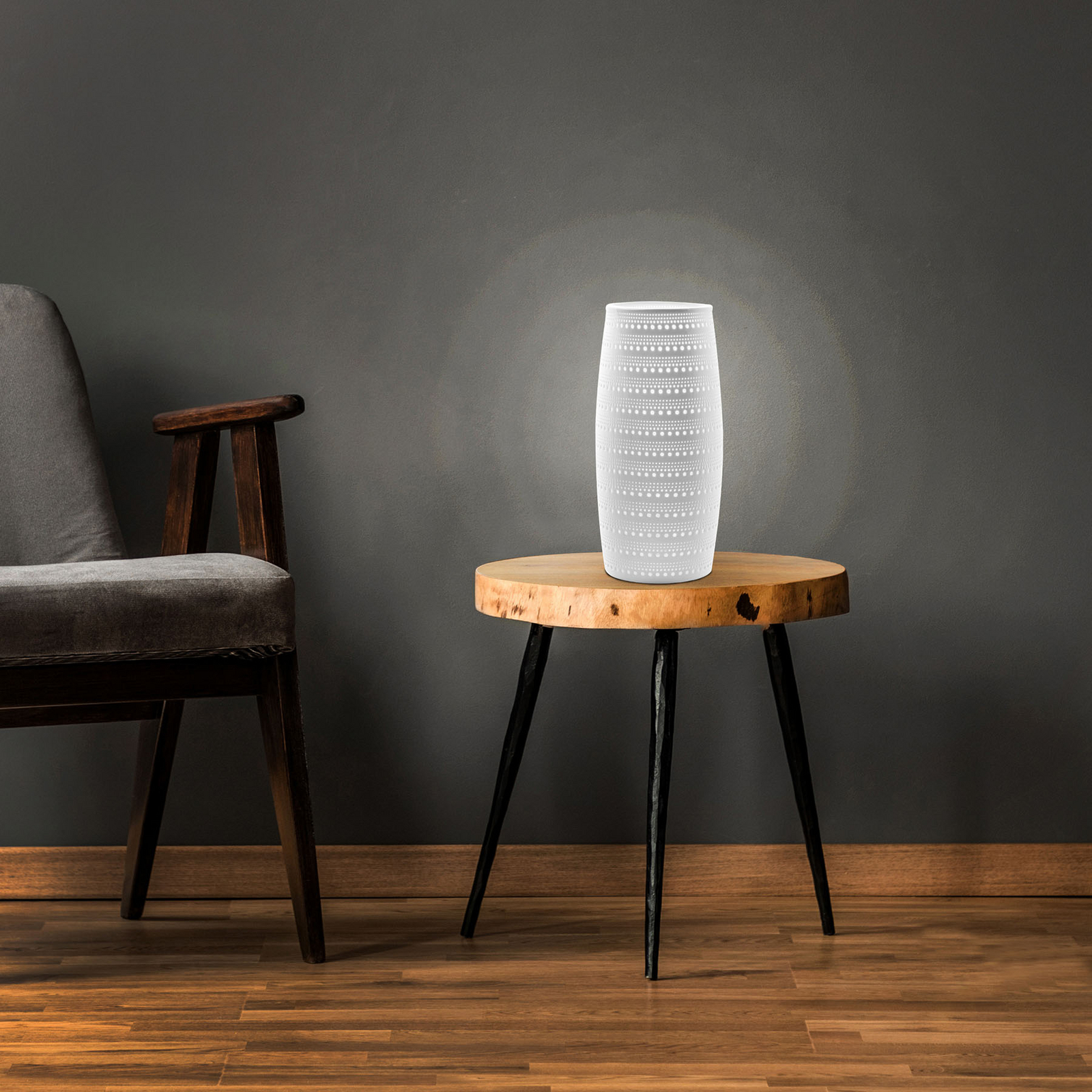Nino Leuchten Isa table lamp, height 30 cm, for Living / Dining Room, ceramic, E14, 40 W, energy efficiency: A++, H: 30 cm