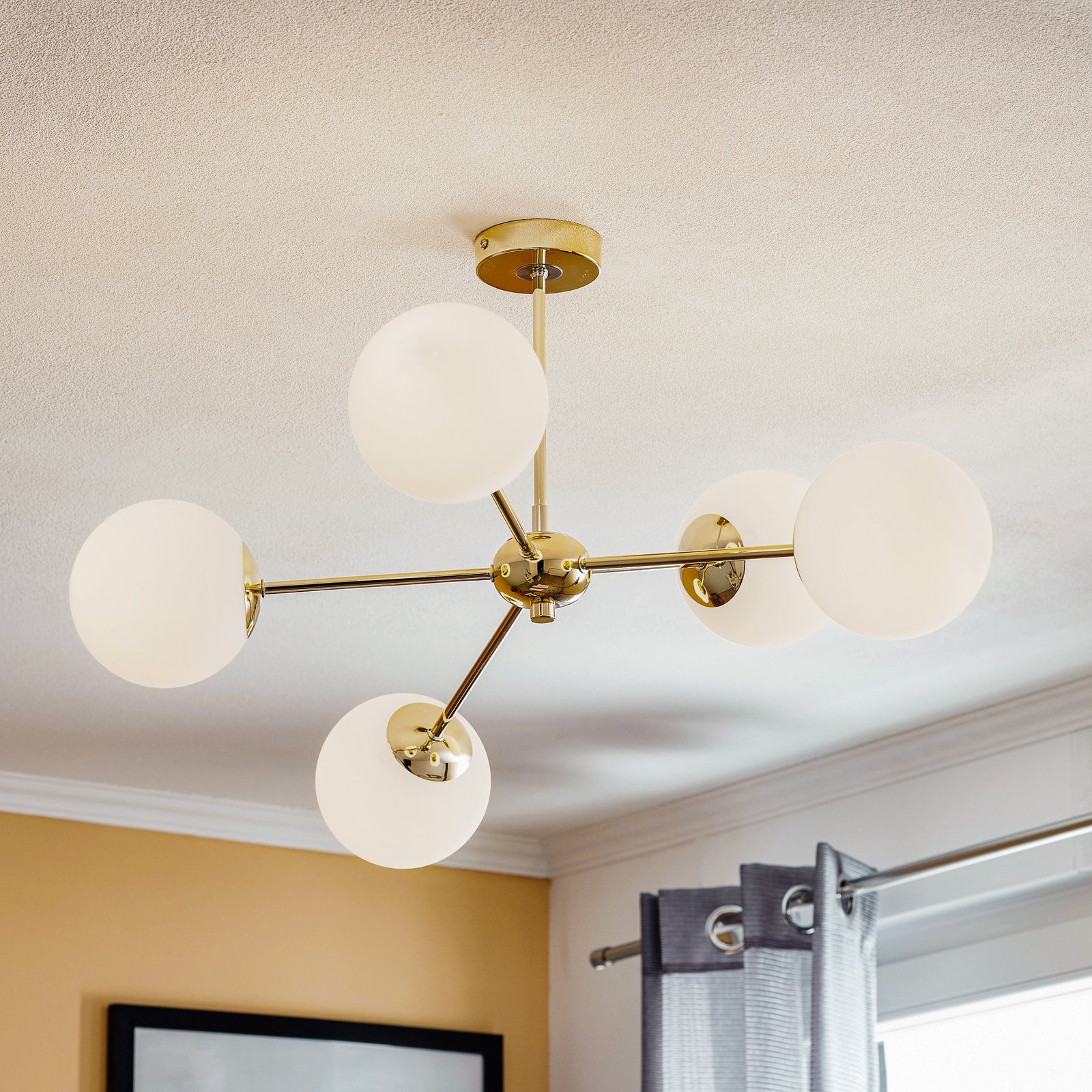 Dori ceiling light, five-bulb, gold