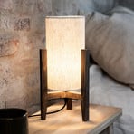 Lampada da tavolo Eruca, altezza 34 cm, marrone/beige, legno/lino