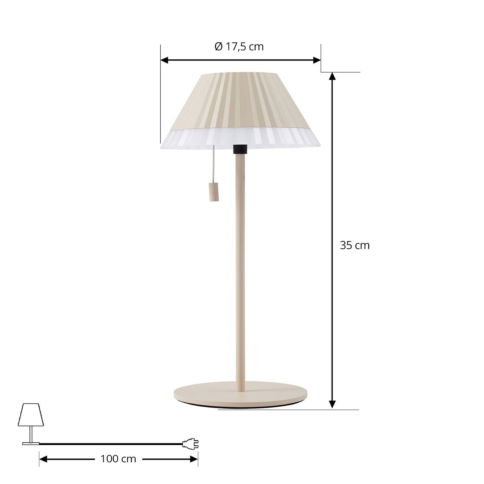 Lindby lampe de table LED rechargeable Ilvi beige aluminium Ø 17,5 cm