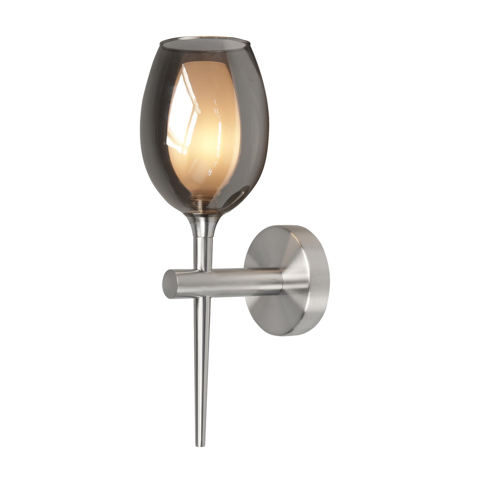 Belle wall light, smoky grey/nickel, height 39 cm, glass