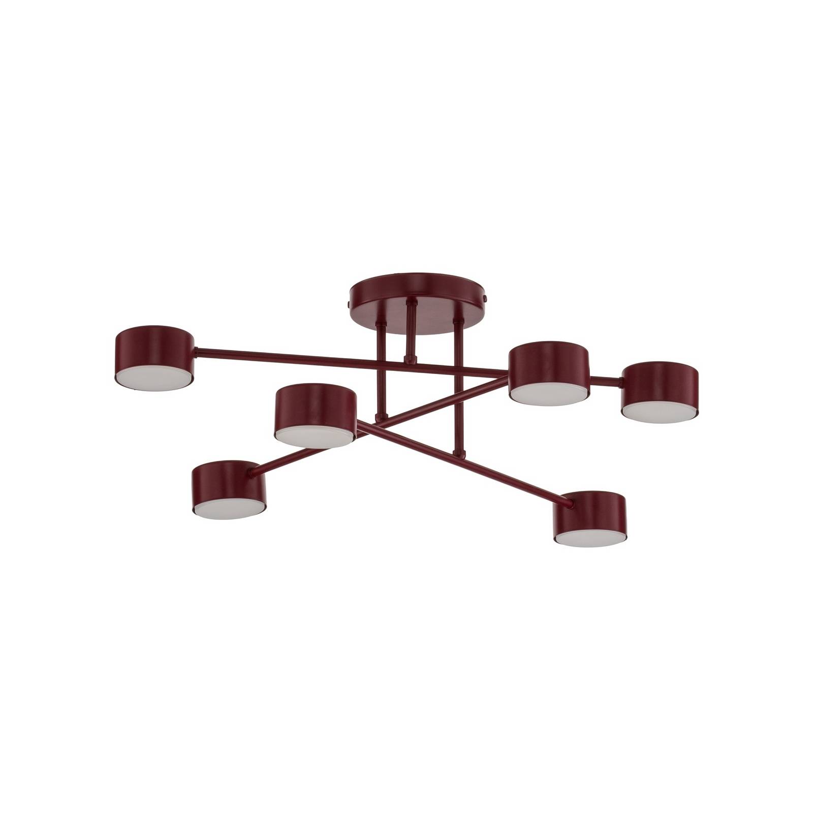 Deckenleuchte HALO, dunkelrot, Ø 60 cm, 6-flg., Metall, GX53