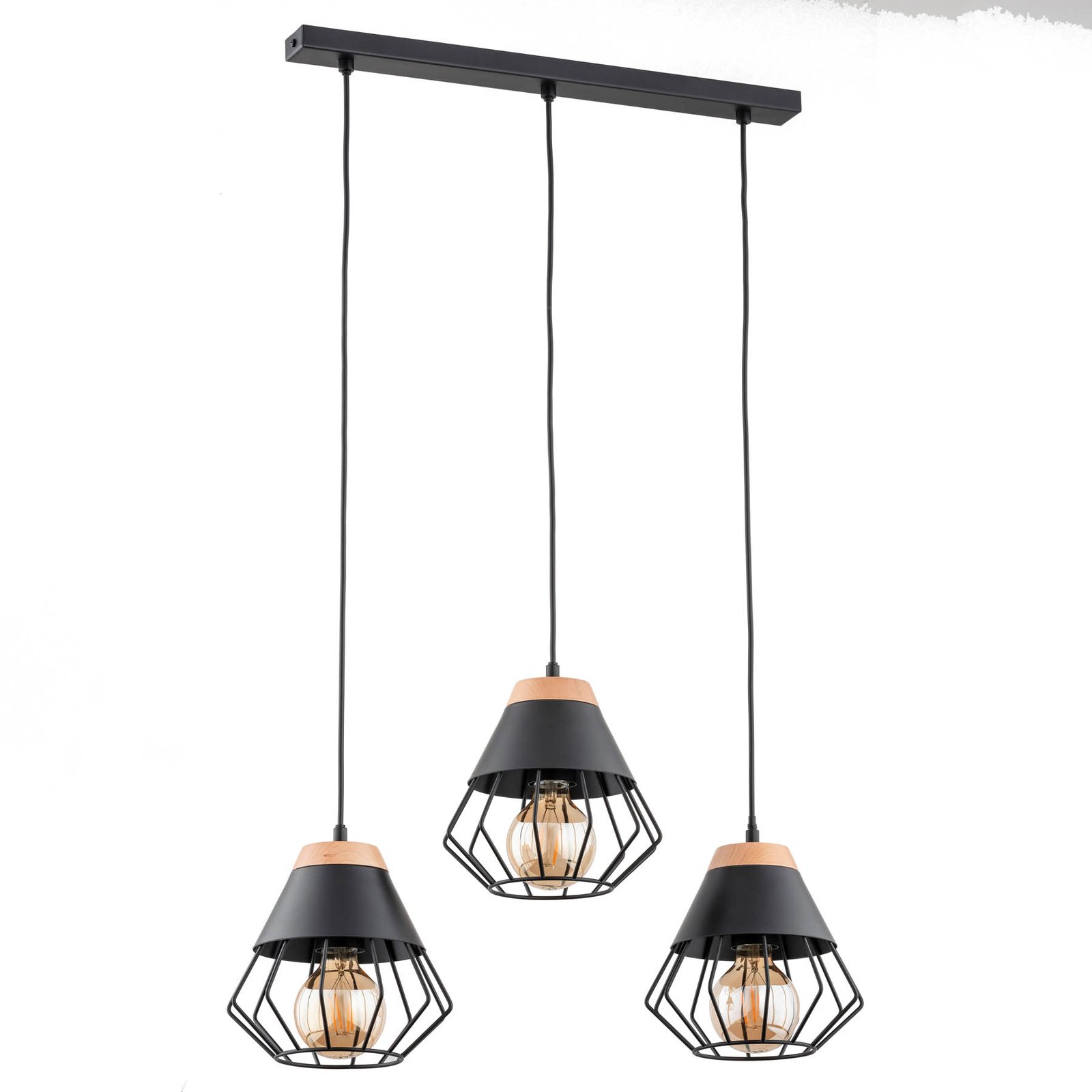 Envostar Fawn hanglamp, 3-lamps, zwart