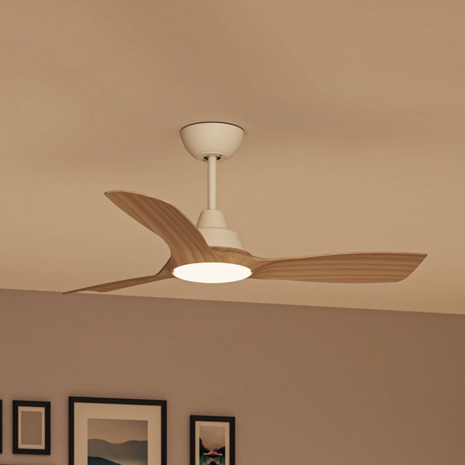 Philips LED-vifte Olas, Ø 106 cm, brun/hvit, CCT