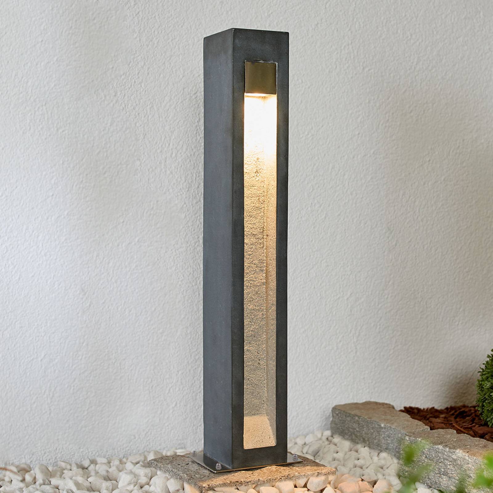 LED-Pollerleuchte Adejan, Basaltstein, V4A, 70 cm