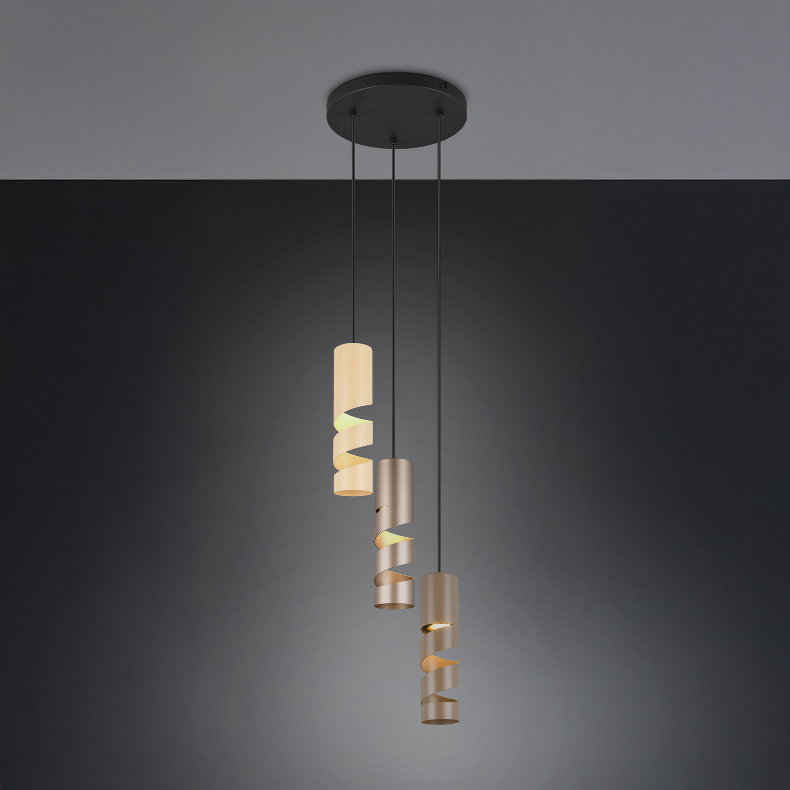 Suspension Stream, multicolore, Ø 28 cm, 3 lampes, métal, GU10