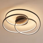 Lindby Plafonnier LED Kateryna, noir, Ø 60 cm, intensité variable