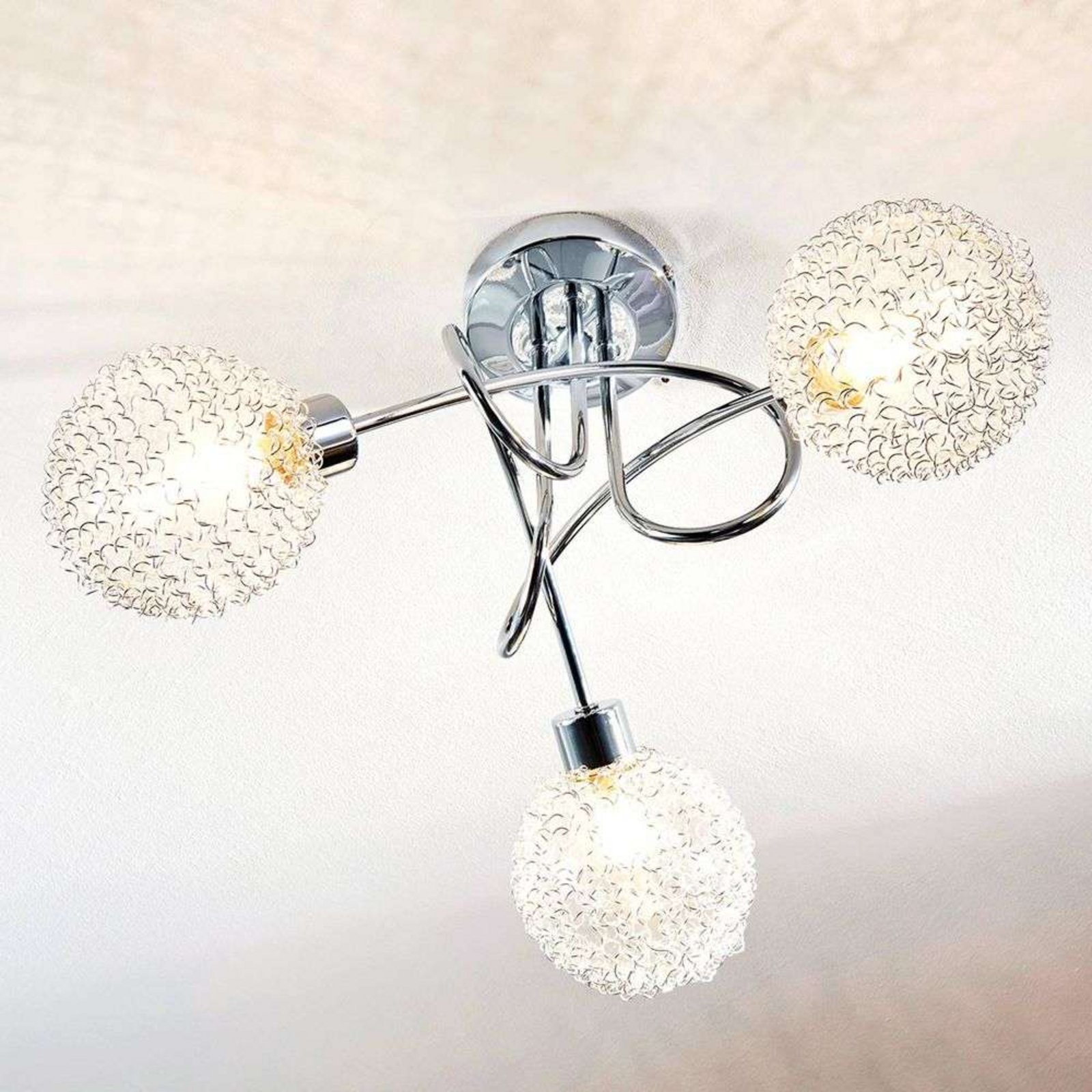 Ticino 3 Ceiling Lamp Round Silver/Chrome - Lindby