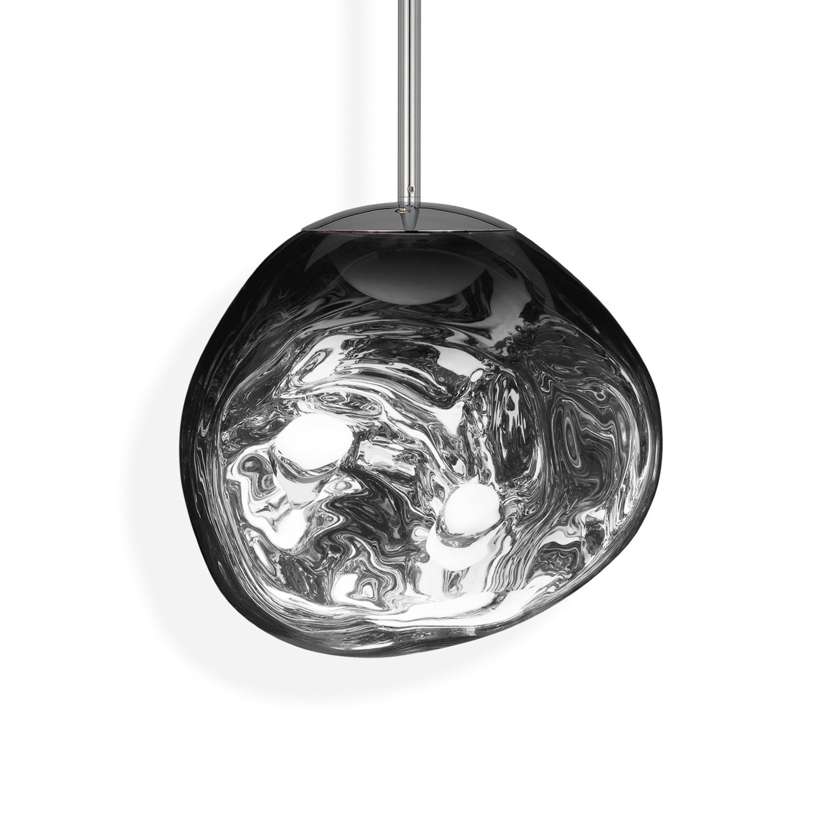 Tom Dixon LED hanging light Melt Mini, Ø 28 cm, chrome-coloured
