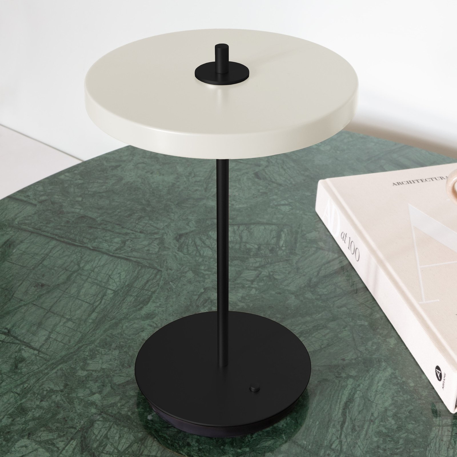 Asteria Move Portable Table Lamp Pearl White/Black - UMAGE