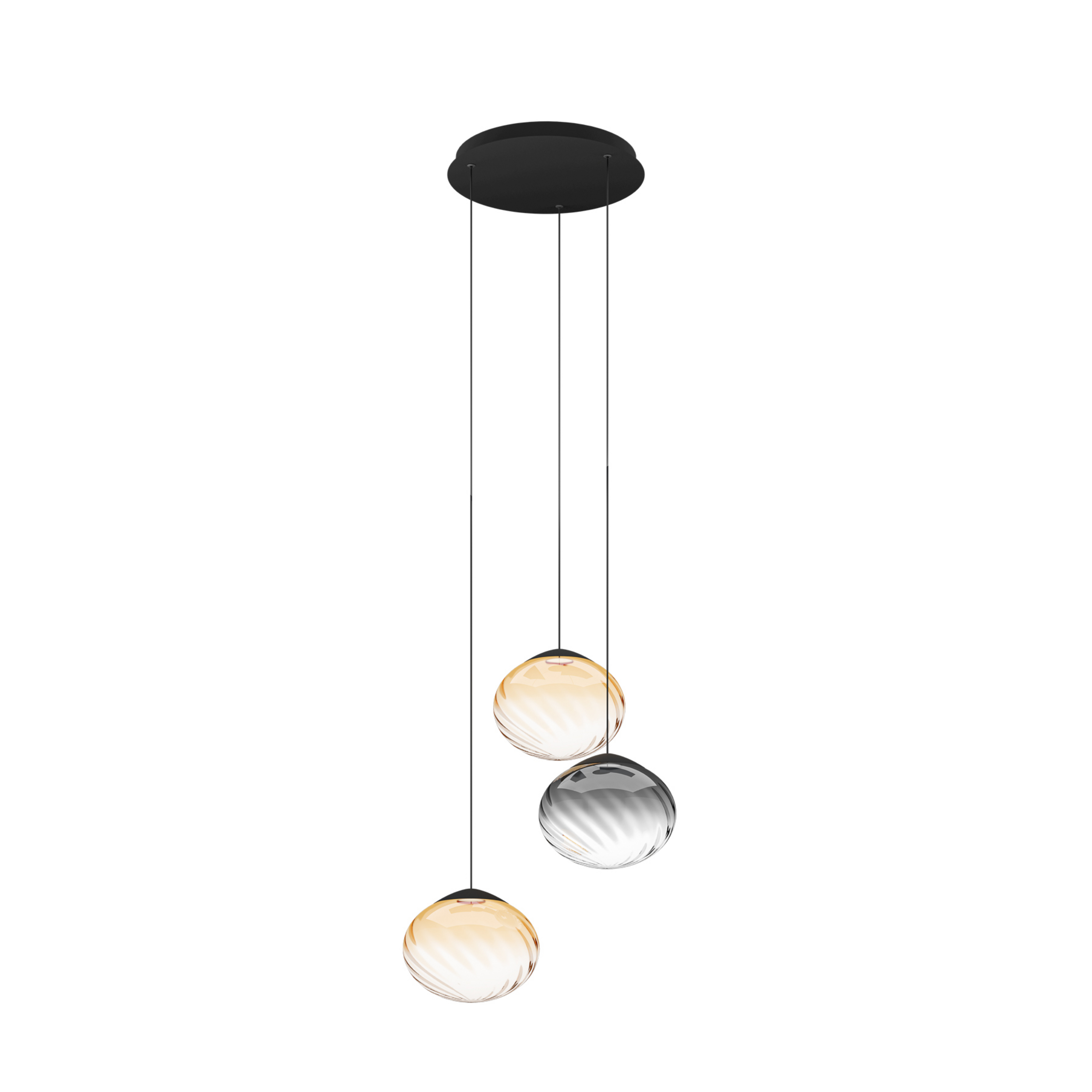 Suspension Pantoja noire/ambre 52 cm à 3 lampes - Stars of Light