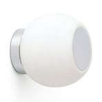 Moy LED wall lamp in chrome, glass lampshade