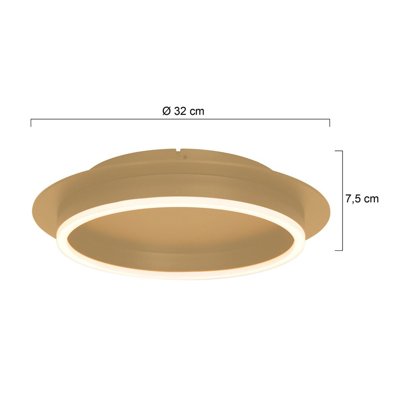 Plafonnier LED Ringlux, doré, Ø 32 cm, métal