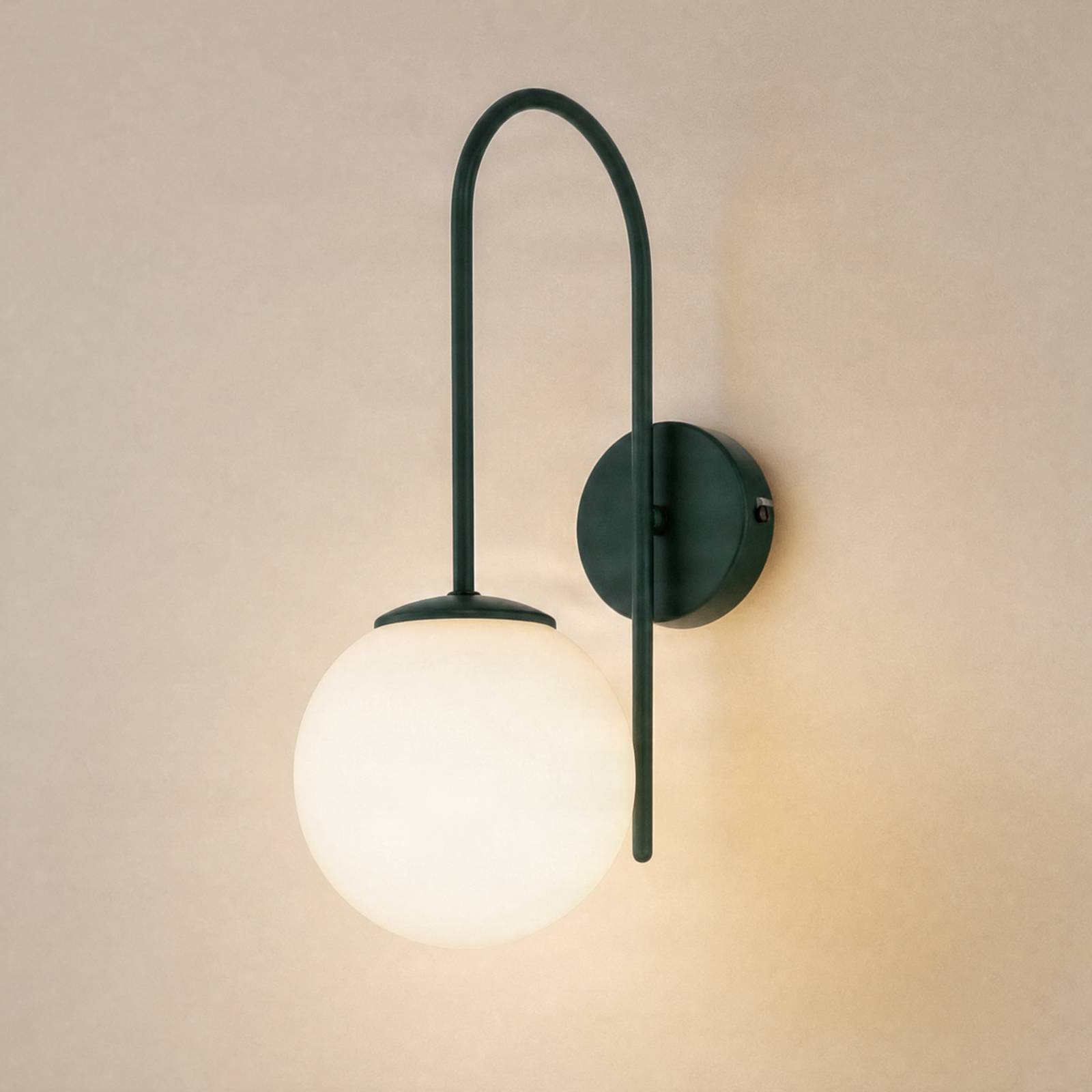 Lampa ścienna Cambridge, ciemnozielona, wysokość 34 cm, metal/szkło E14