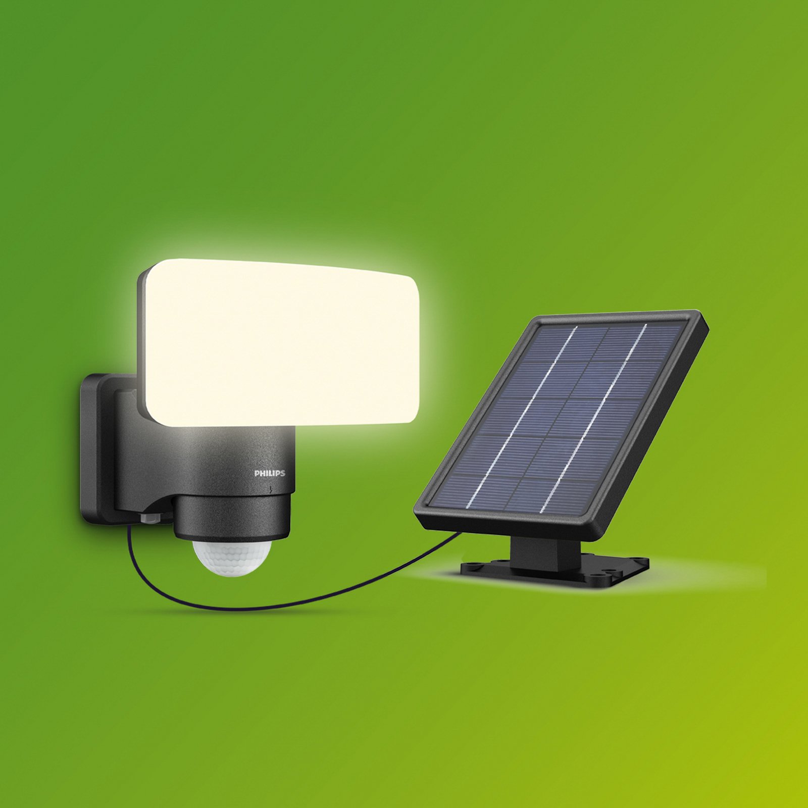 Philips LED-Solar-Außenstrahler Tylus, schwarz 5.000K Sensor