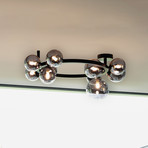 Φωτιστικό οροφής IDEAL LUX Perlage μαύρο/καπνιστό, μήκος 70 εκ., 10 λαμπτήρες