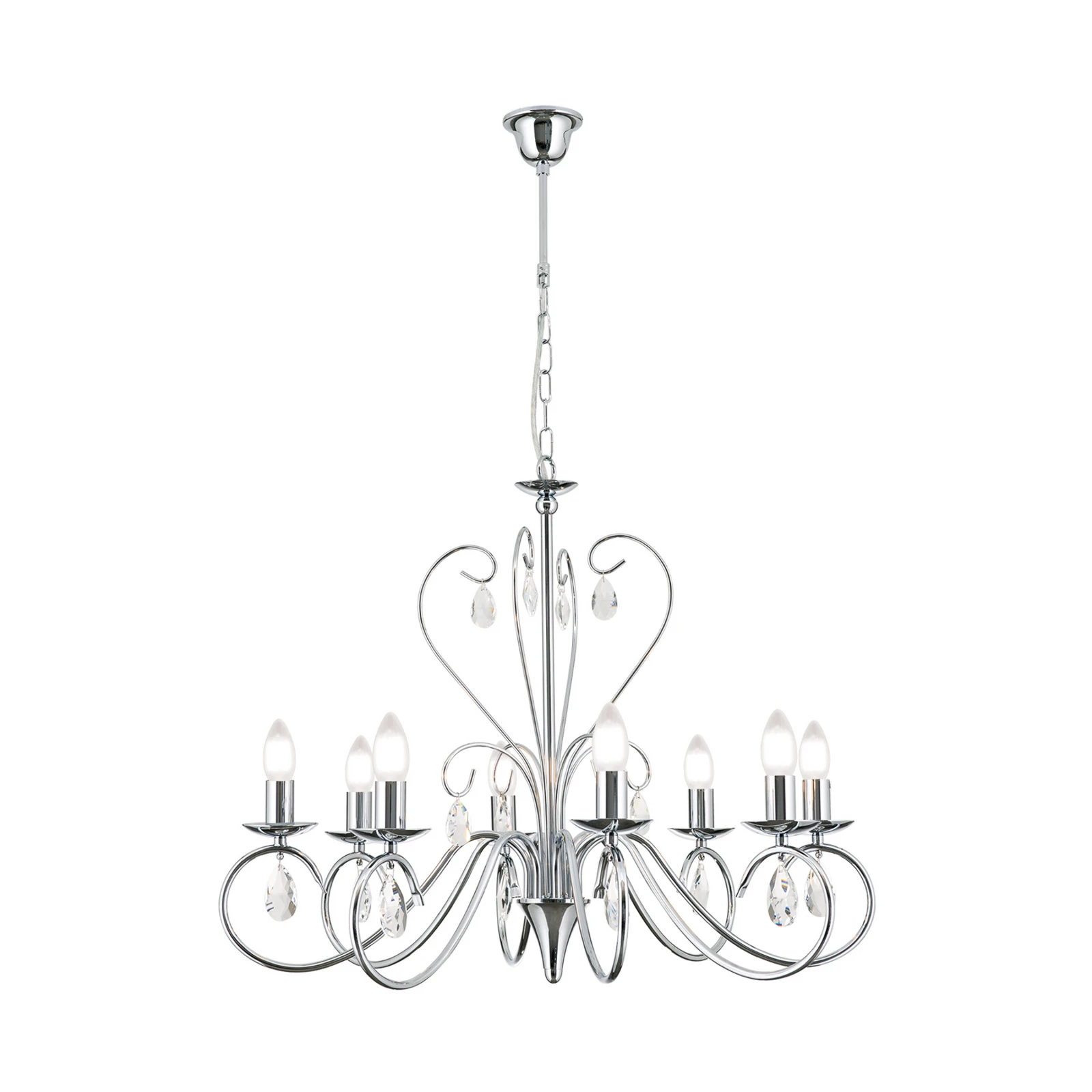 Lustre Alessia à 8 lampes en cristal chromé