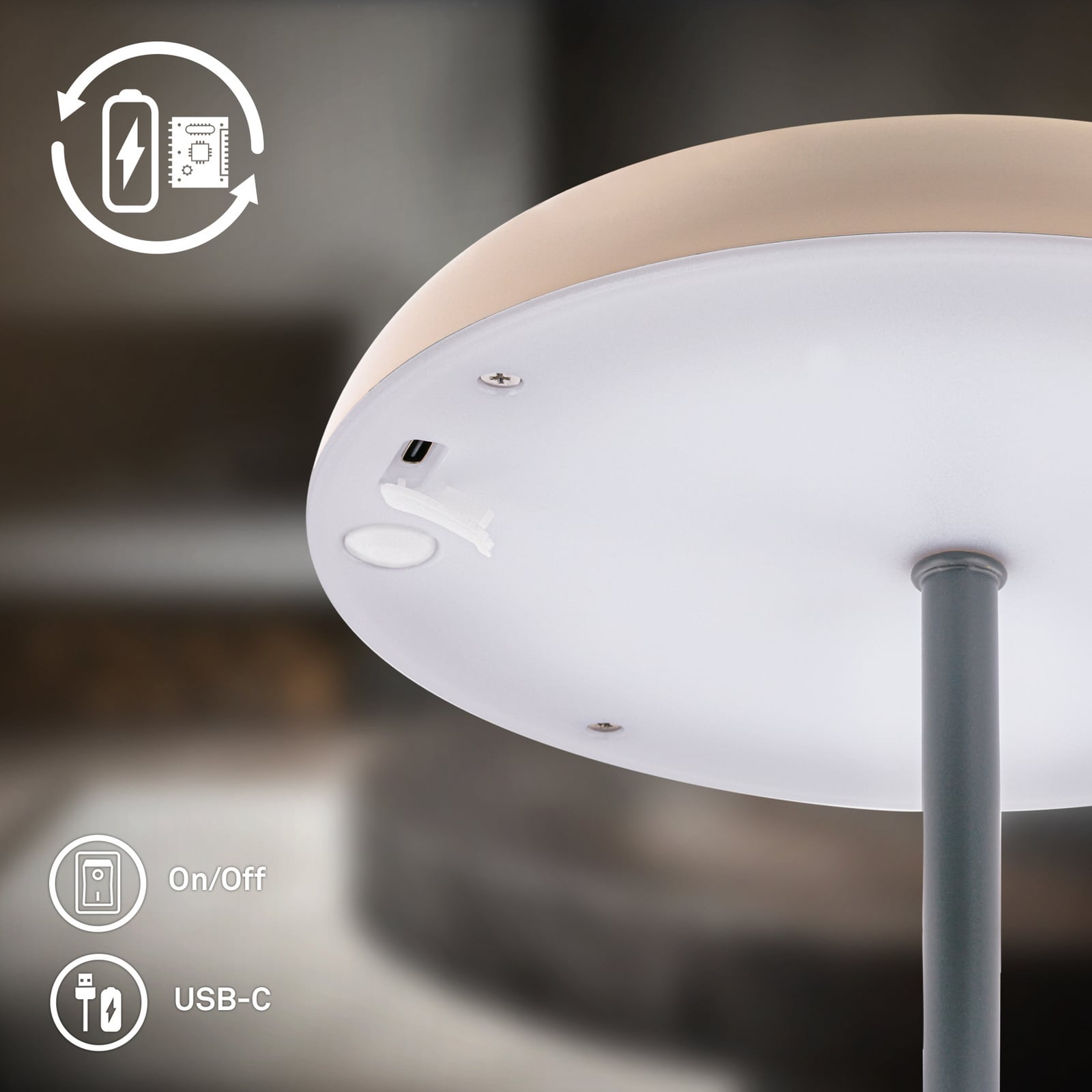 LED-Akku-Tischlampe Brilo unplugged Caxa 30, beige/anthrazit