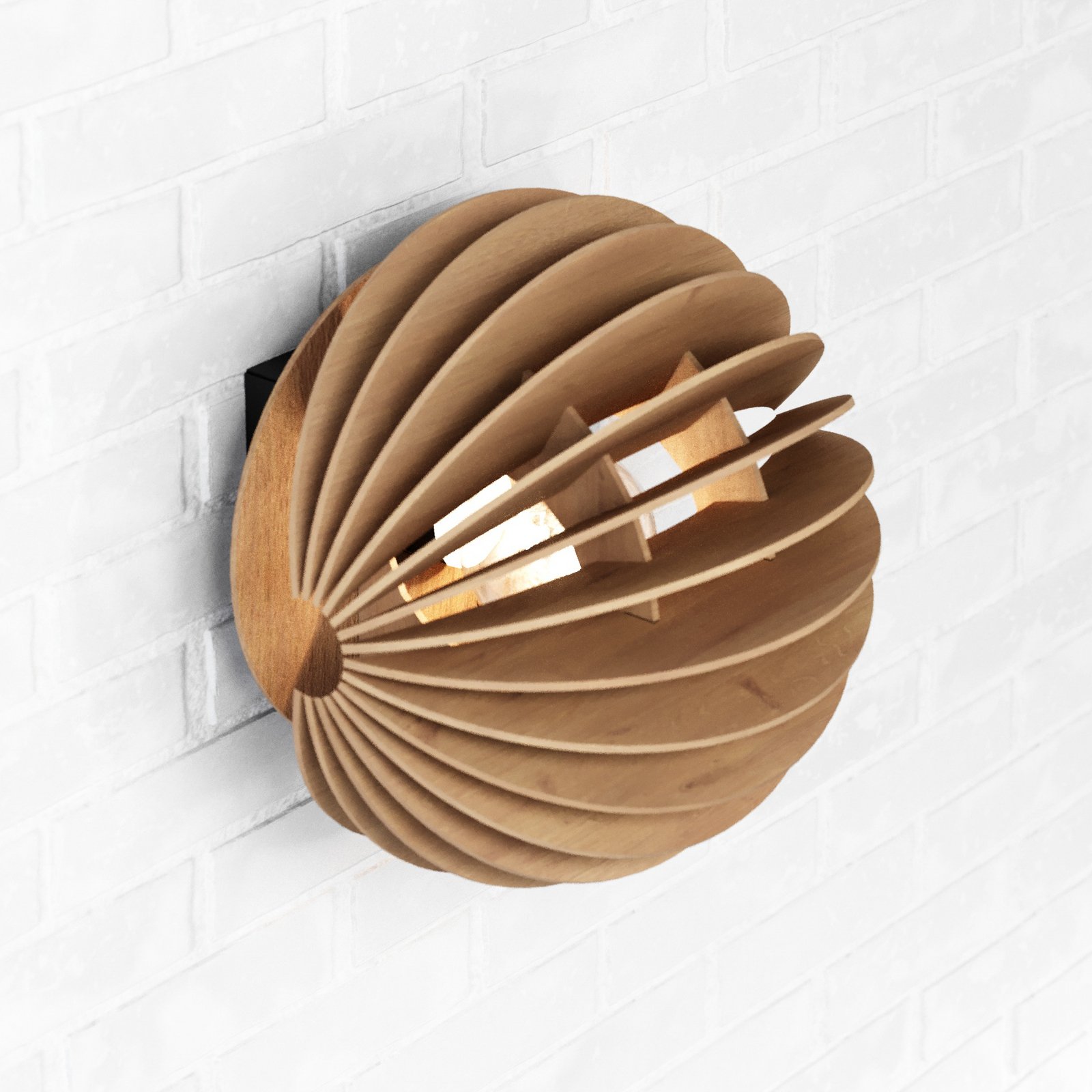 Φωτιστικό τοίχου Clay, Ø 23 cm, κόντρα πλακέ σημύδας, επίπεδο, E27