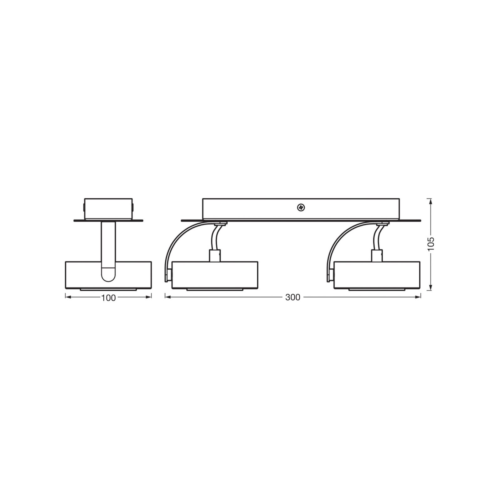 OSRAM LED-Deckenstrahler VENUS schwarz 2-flg. Metall 3.000 K