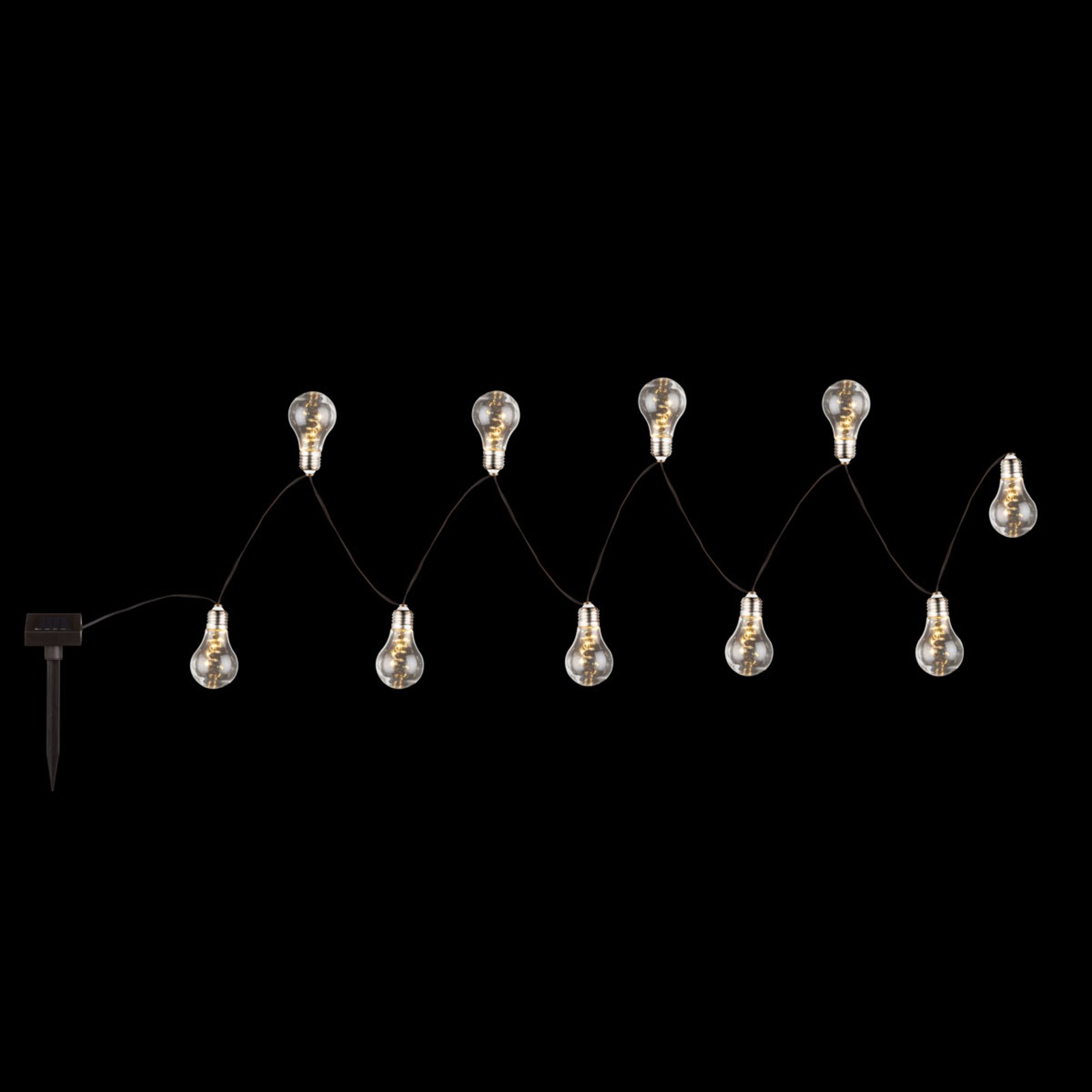 33708-10 LED solar string lights, metallic silver
