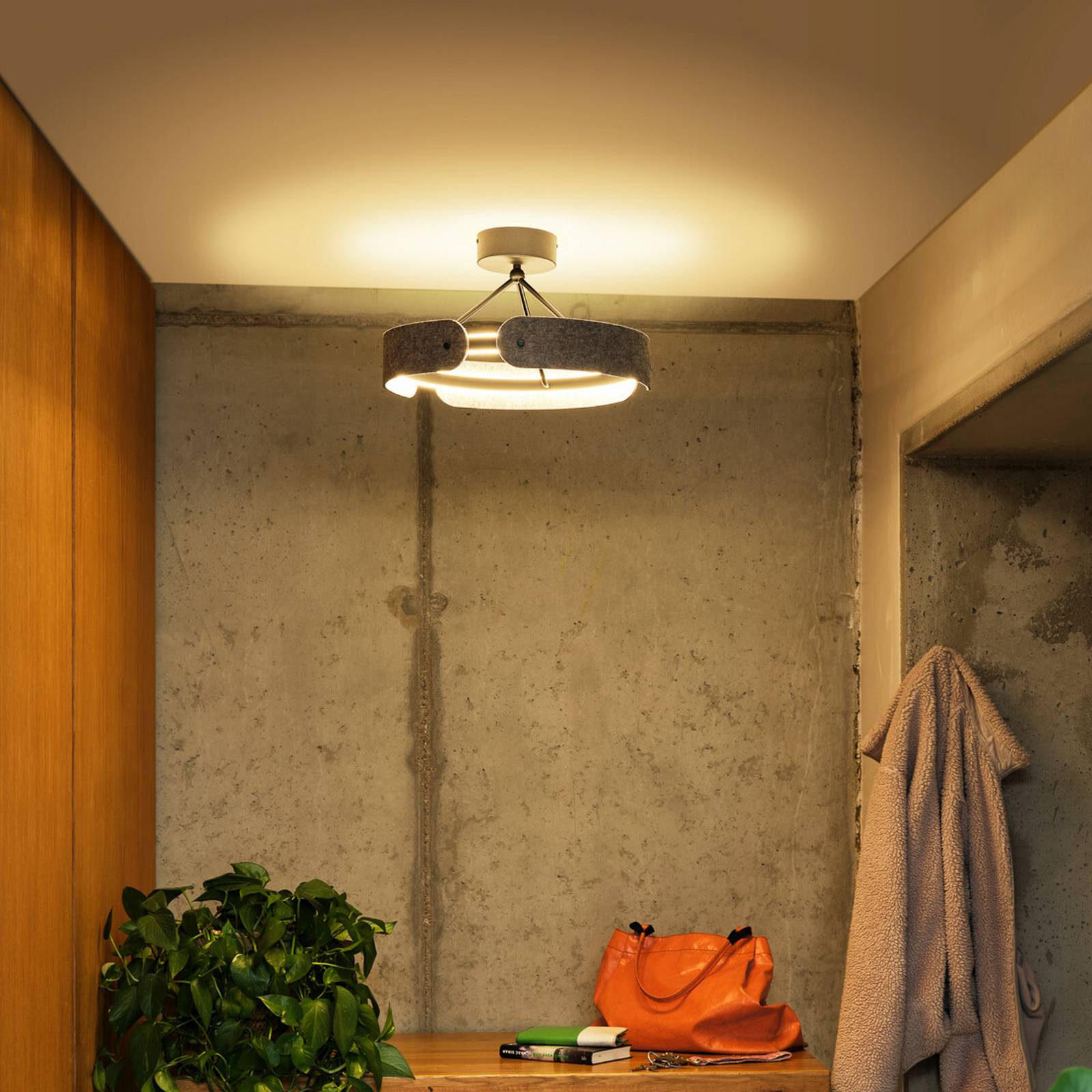 OSRAM LED-Deckenlampe Decor Curve Felt, grau, Filz, 3.000 K günstig online kaufen
